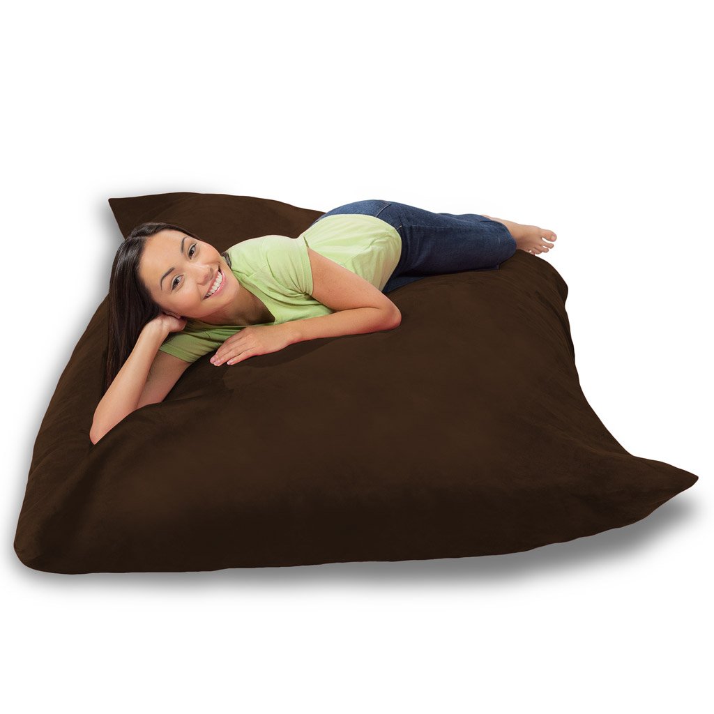 Premium Memory Foam Bean Bag Chair - Chocolate Brown Micro Suede Fabric | Ultra Comfortable Lounge Seat for Living Room, Bedroom, Dorm & Game Room