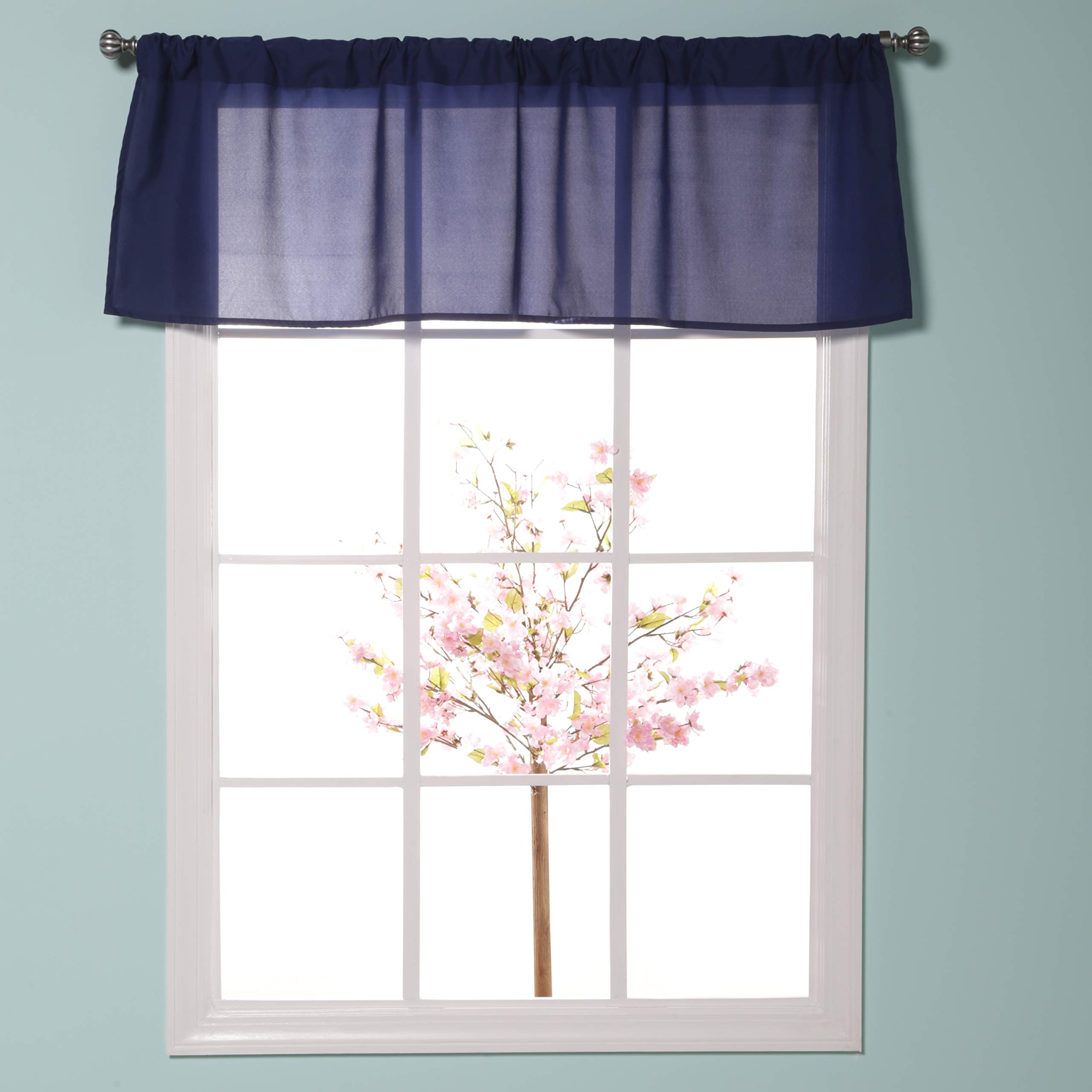 Navy Blue 60x15 Inch Window Valance for Kids Room - Blackout Curtain Panel for Toddler, Baby & Teen Boys Bedrooms - Modern Window Treatment & Décor for Nursery, Playroom & Bedroom Windows