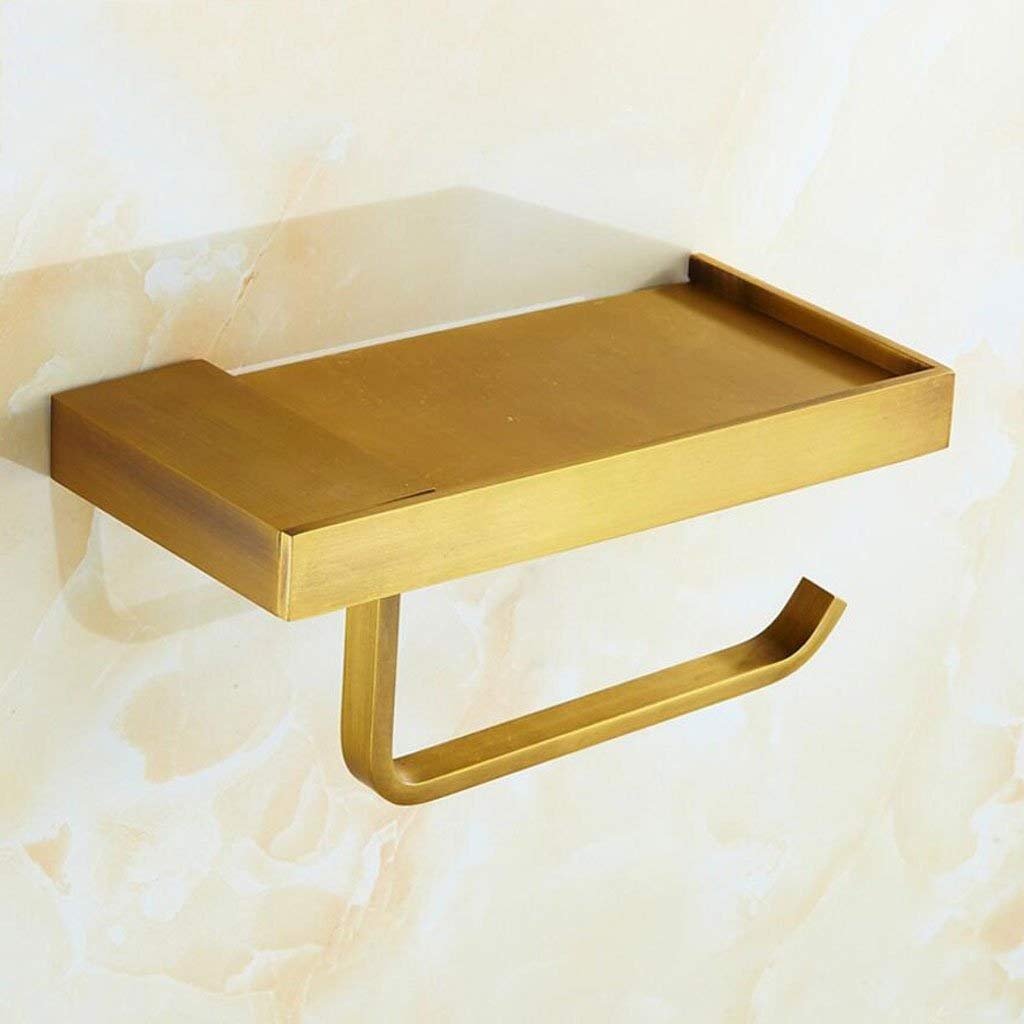Vintage Brass Wall-Mounted Paper Towel Holder - Waterproof Bathroom & Kitchen Roll Dispenser - Rustic Toilet Paper Stand for Home, Restaurant, and Office Use