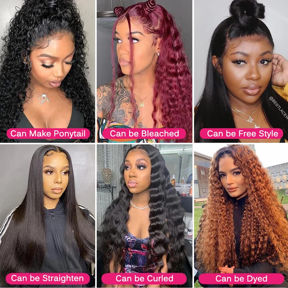 HD Transparent Lace Front Wigs Human Hair Water Wave 13x4 Lace Frontal Wigs for Women | Brazilian Deep Wave Human Hair Wigs with Baby Hair & Pre-Plucked Natural Hairline | 180% Density 26 Inch | Perfect for Daily Wear, Cosplay, Weddings & Special Occasions