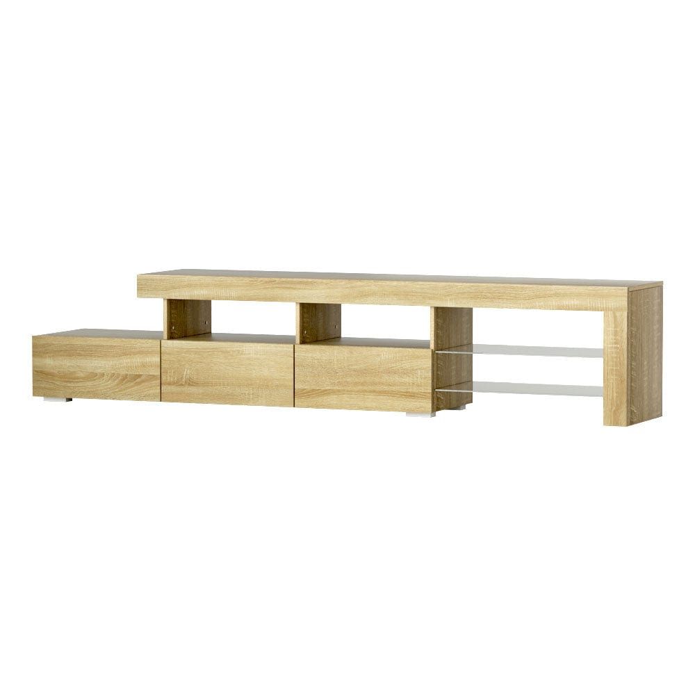 Artiss 86-Inch Entertainment Unit TV Stand with LED Lights - Solid Pine Wood TV Cabinet for Living Room, Bedroom & Home Theater