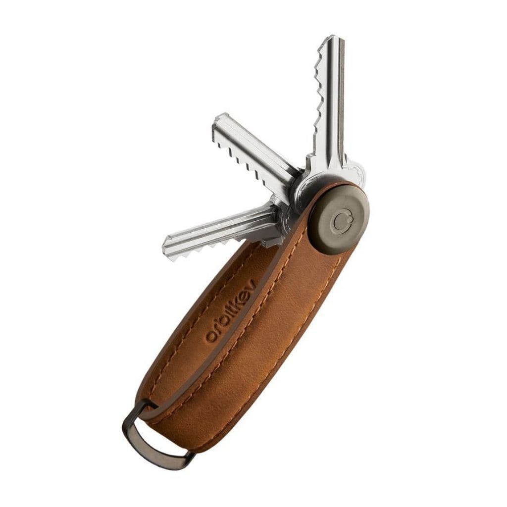 Orbitkey Leather 2.0 Key Organizer - Premium Crazy Horse Chestnut Brown Key Holder for Men & Women - Perfect for Home, Office, and Travel Organization