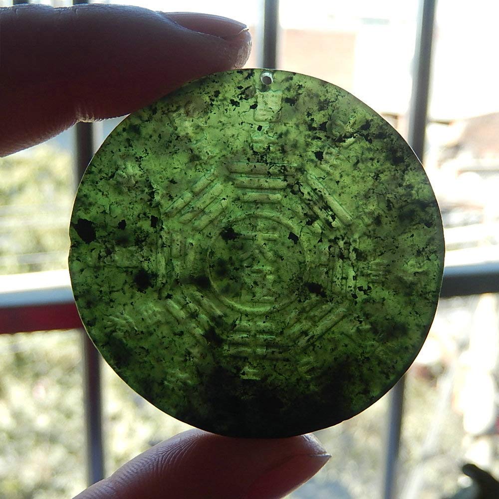 Natural Chinese Zodiac Jade Pendant - Dark Green & Black Jade Tai Chi Yin Yang Feng Shui Necklace | Zodiac Sign Protection, Meditation & Spiritual Gift