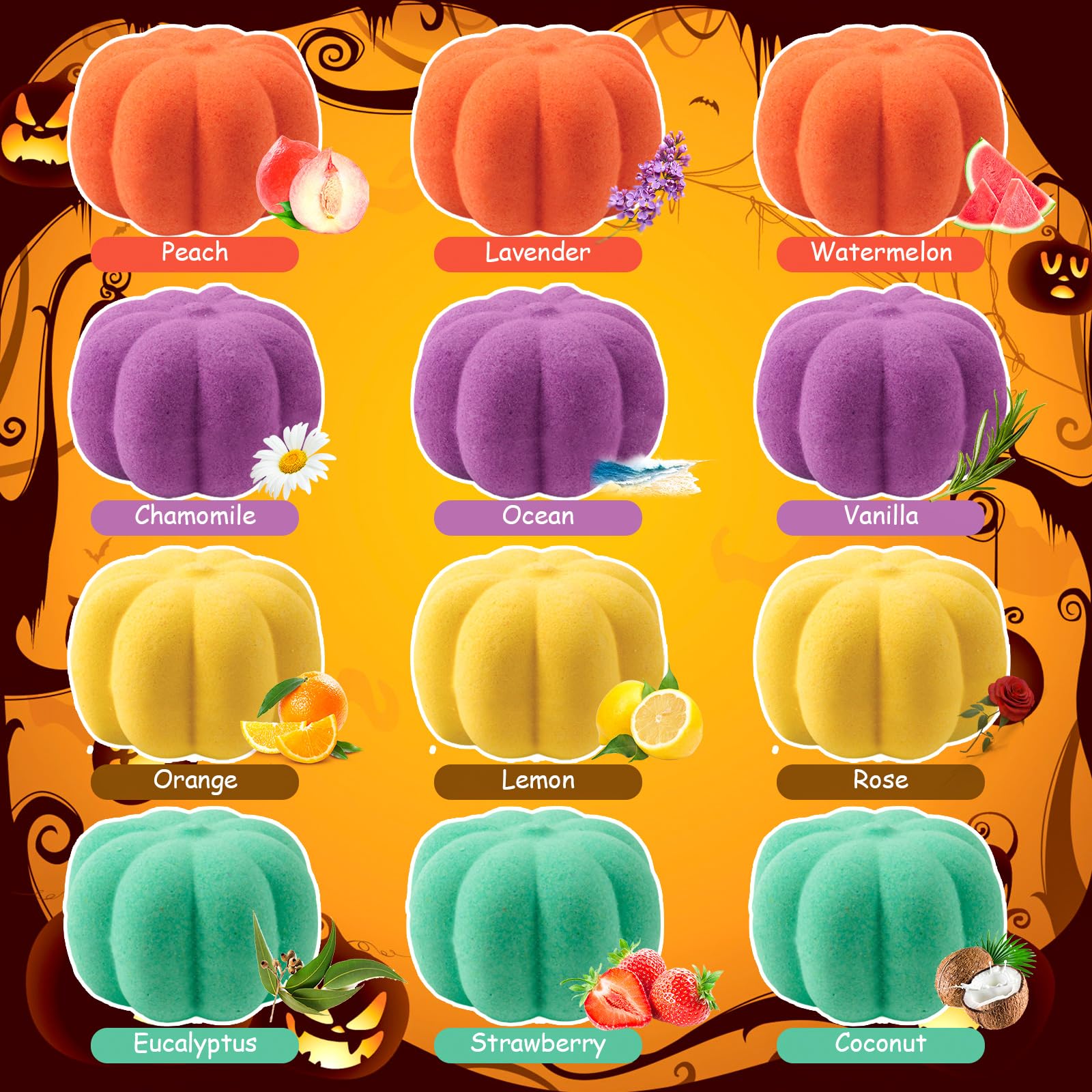 Halloween Pumpkin Bath Bombs for Kids - Surprise Halloween Toys Inside, Fun Halloween Treat Bags & Gifts for Boys and Girls - Perfect for Halloween Parties, Trick or Treating & Spooky Bath Time Fun