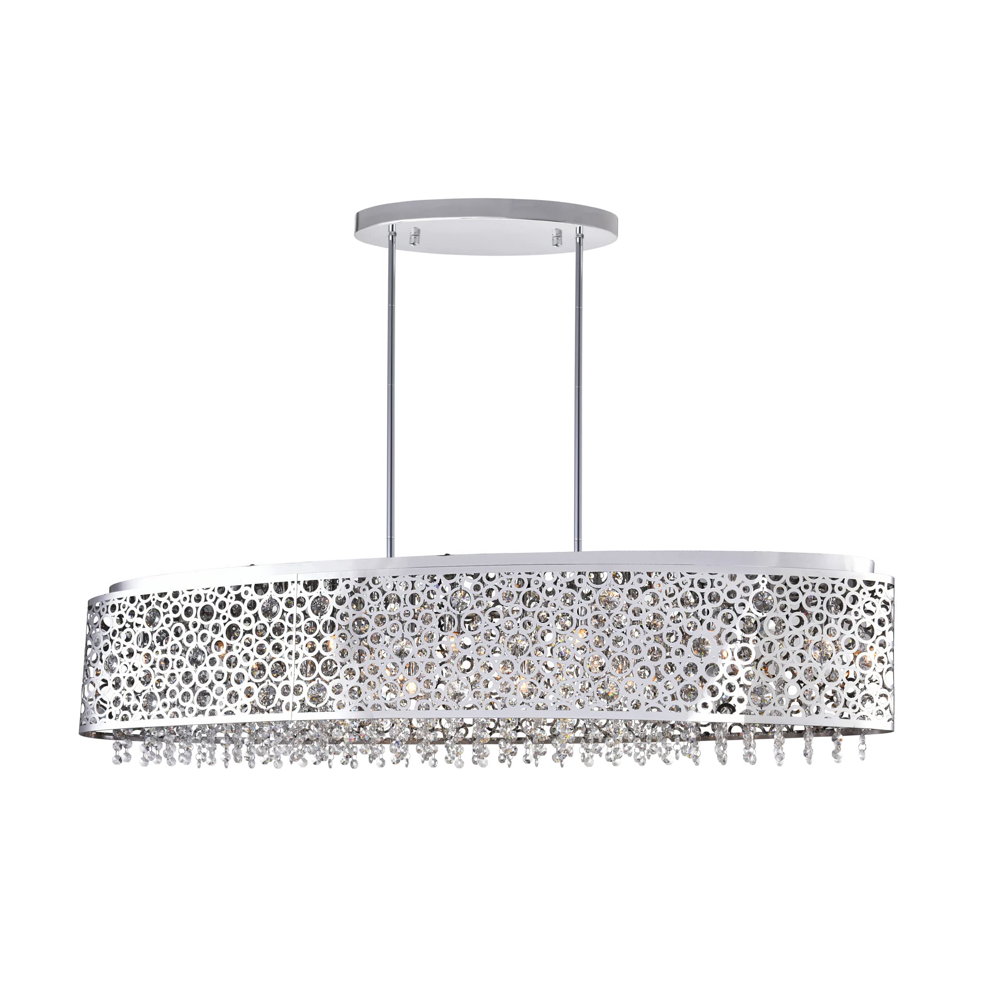 CWI Lighting Bubbles 16-Light Drum Shade Metal Chandelier in Chrome - Modern Ceiling Fixture for Dining Room, Living Room & Bedroom Lighting