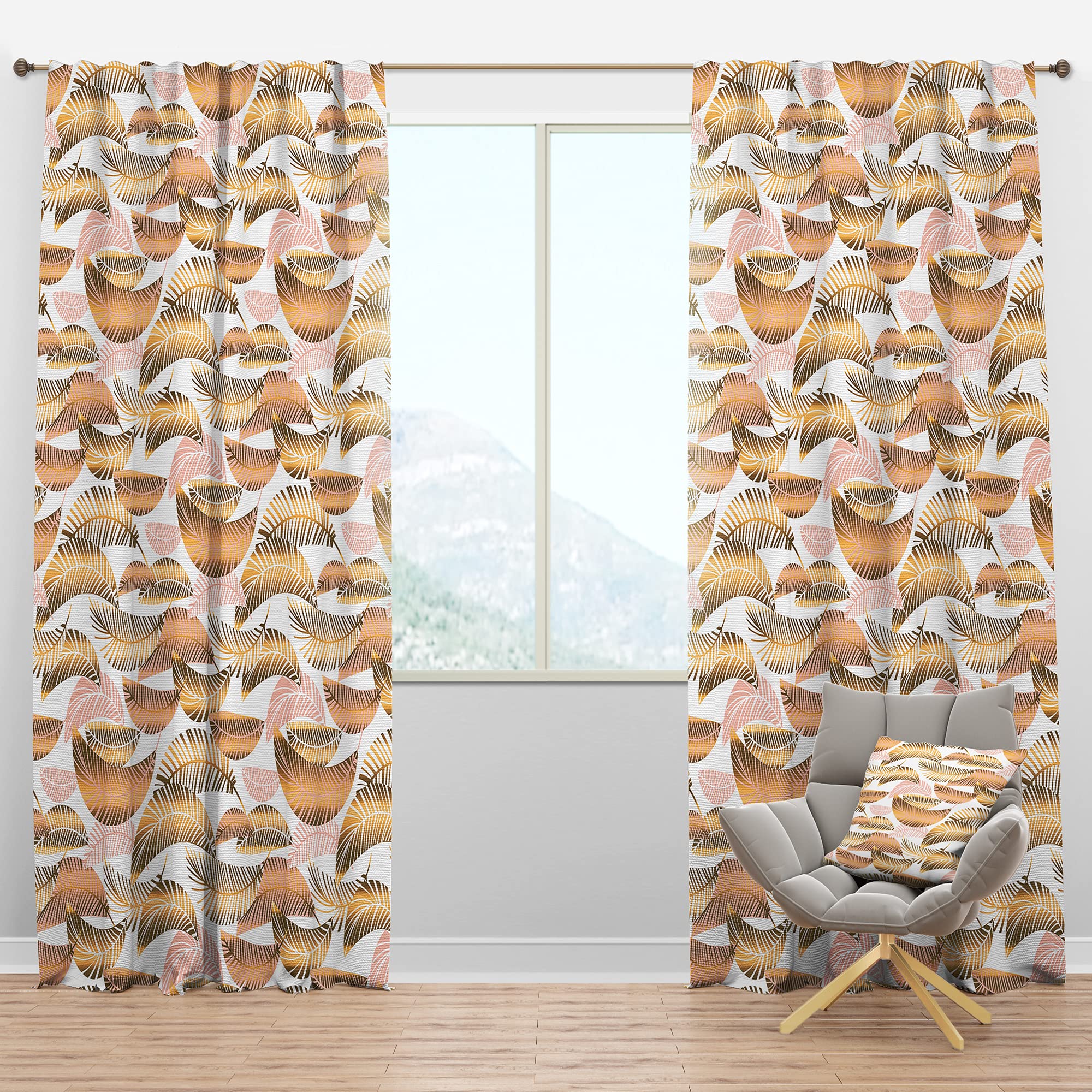 DesignQ Blackout Curtains - Golden Tropical Pattern III - Thermal Insulated Single Panel (52x63 inches) - Bedroom & Living Room Window Drapes for Privacy, Light Blocking & Energy Efficiency - Perfect for Home Decor, Nursery & Home Theater