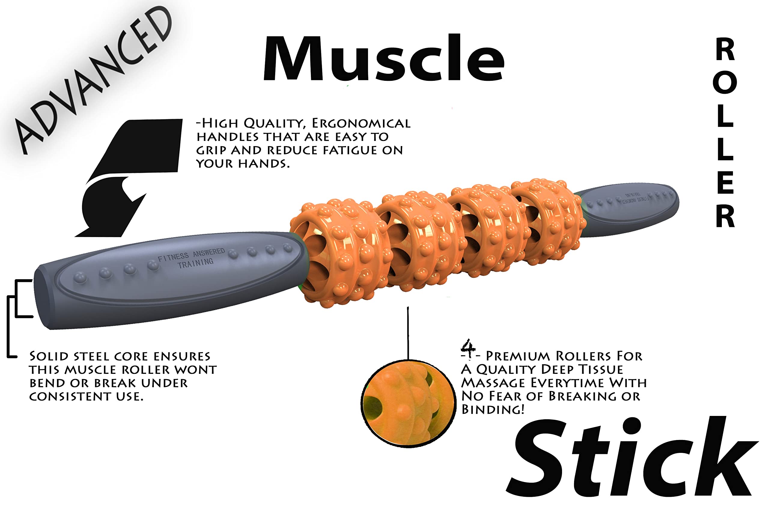 Premium Muscle Roller Stick for Deep Tissue Massage - 16.75