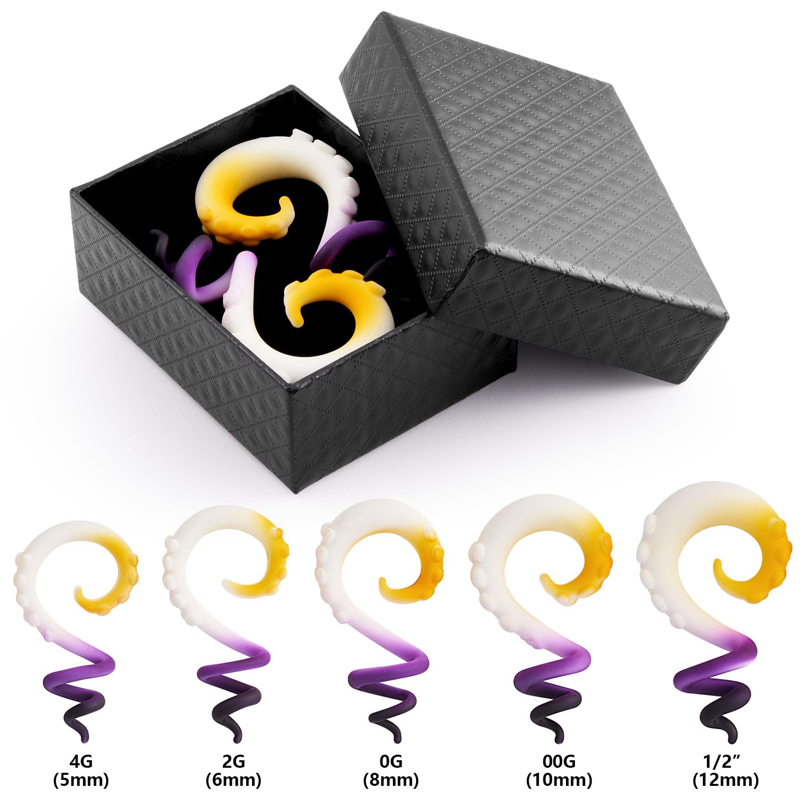 Stuppendux 2Pcs Spiral Glass Ear Tapers Plugs & Tunnels - Ear Stretching Gauges for Body Piercing Jewelry - Perfect for Stretching, Hanging & Unique Style Expression