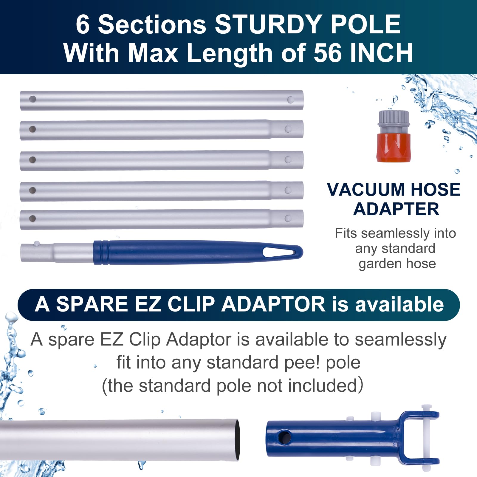 POOLAZA 2025 Upgraded Portable Pool Vacuum Cleaner - Handheld Jet Underwater Cleaner with Fine Mesh Bag & 56