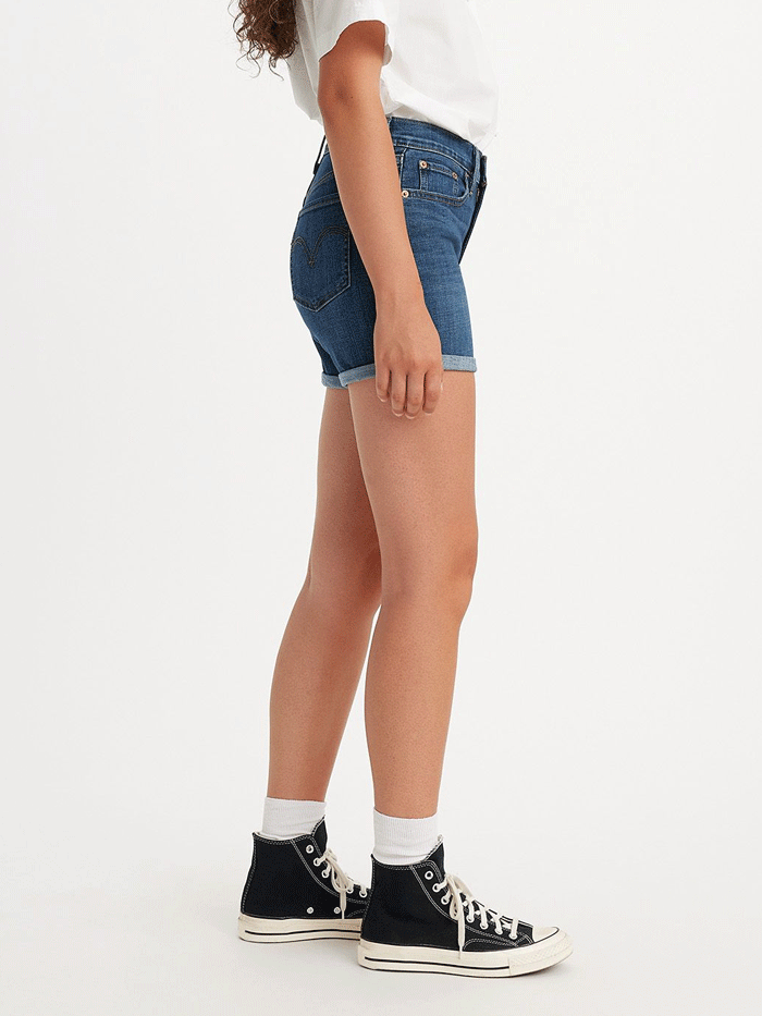 Levi's Women's Mid Length Denim Shorts - 299650122 - Dark Wash Denim Shorts for Women - Perfect for Summer Outfits, Casual Wear & Beach Vacations