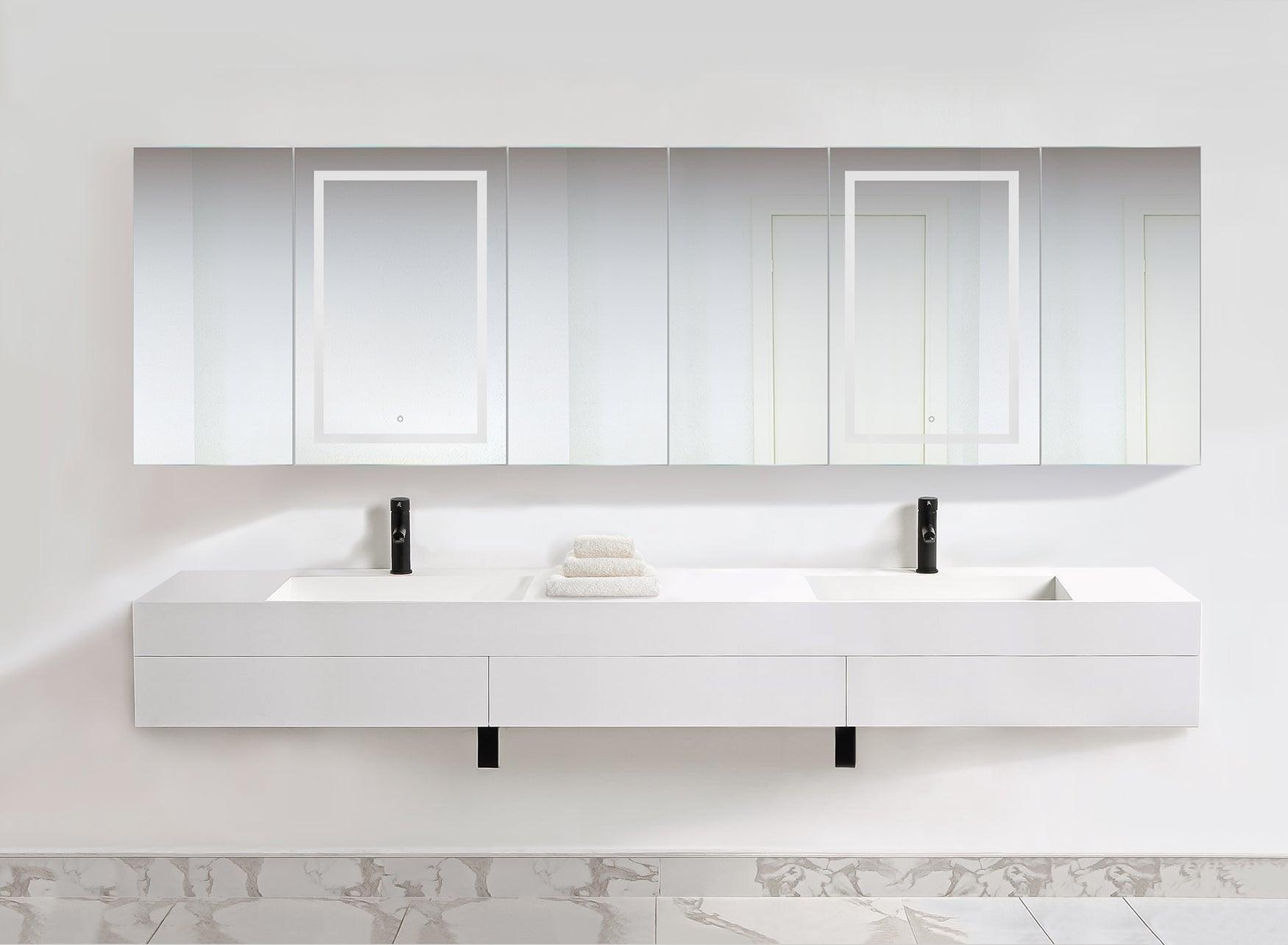 Krugg Svange 36 Inch LED Bathroom Mirror Medicine Cabinet with Adjustable Dimmer & Anti-Fog Function - Perfect for Modern Bathrooms, Vanities and Spa-Like Retreats