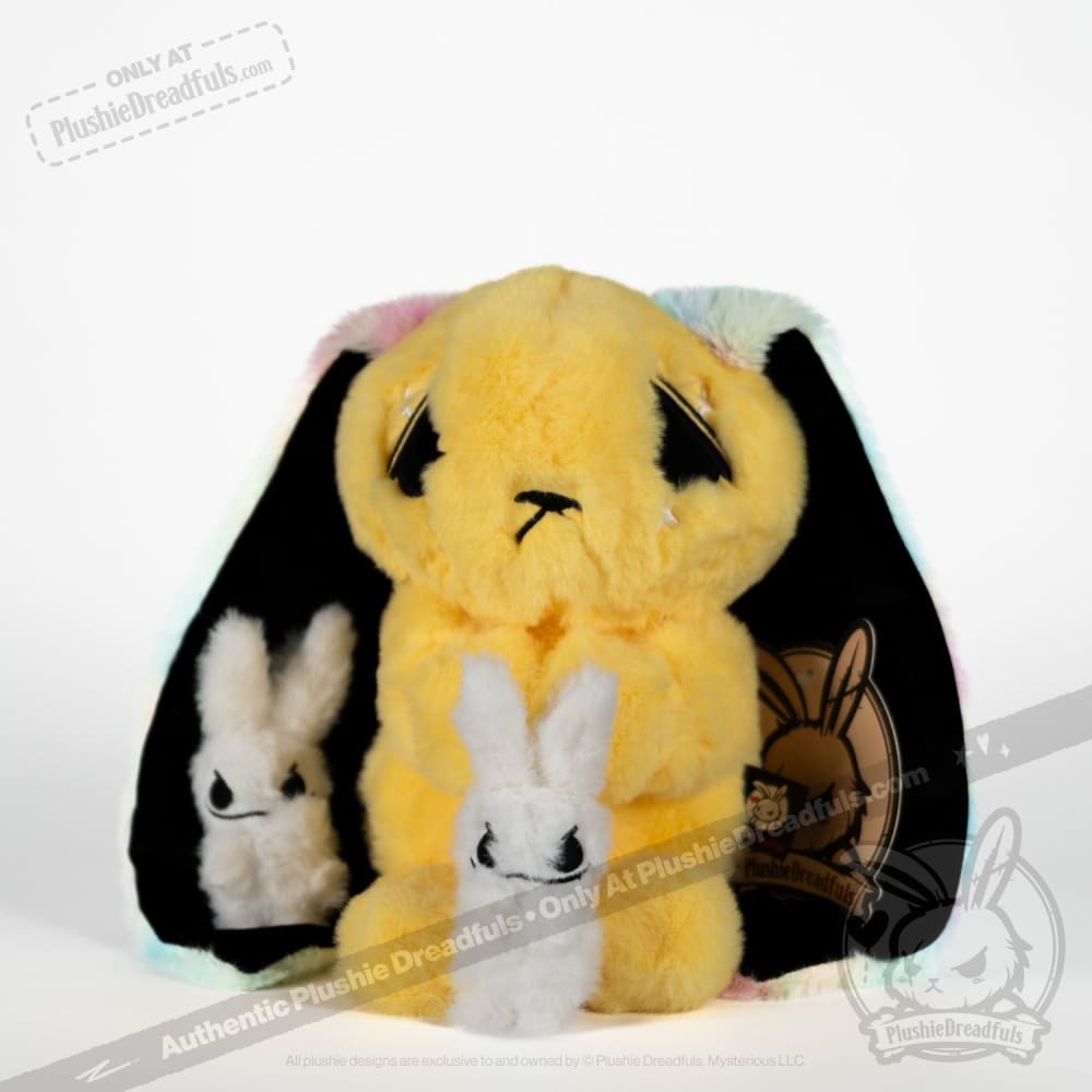 Plushie Dreadfuls Anxiety Rabbit Stuffed Animal - Yellow Limited Edition Soft Plush Toy for Stress Relief & Comfort | Perfect for Anxiety Support, Therapy, and Cuddling