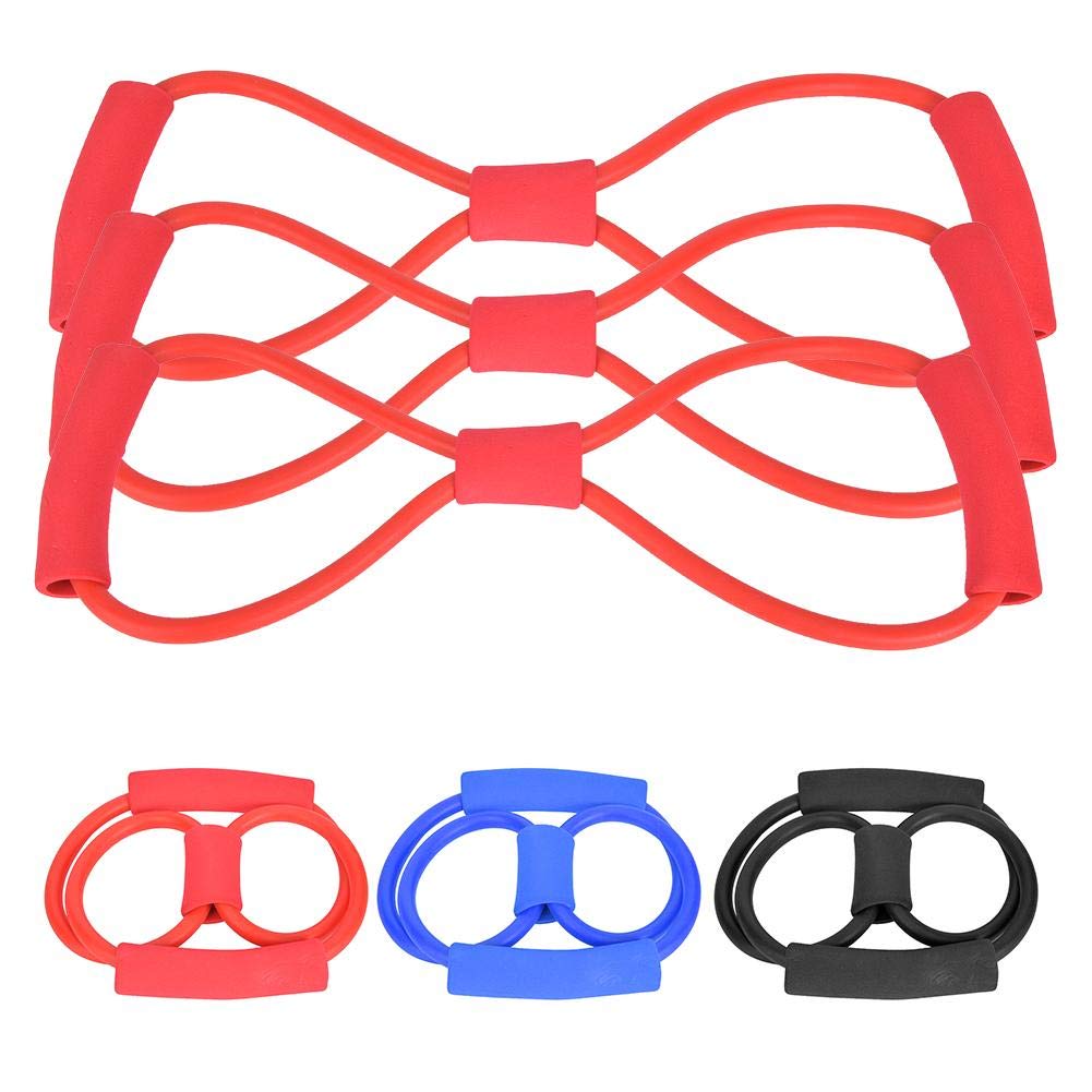 VGEBY 3-Piece 8-Shaped Resistance Bands Set - Heavy Duty Pull Rope for Gym, Home Workout, Yoga & Stretching - Elastic Exercise Bands for Strength Training, Physical Therapy & Fitness