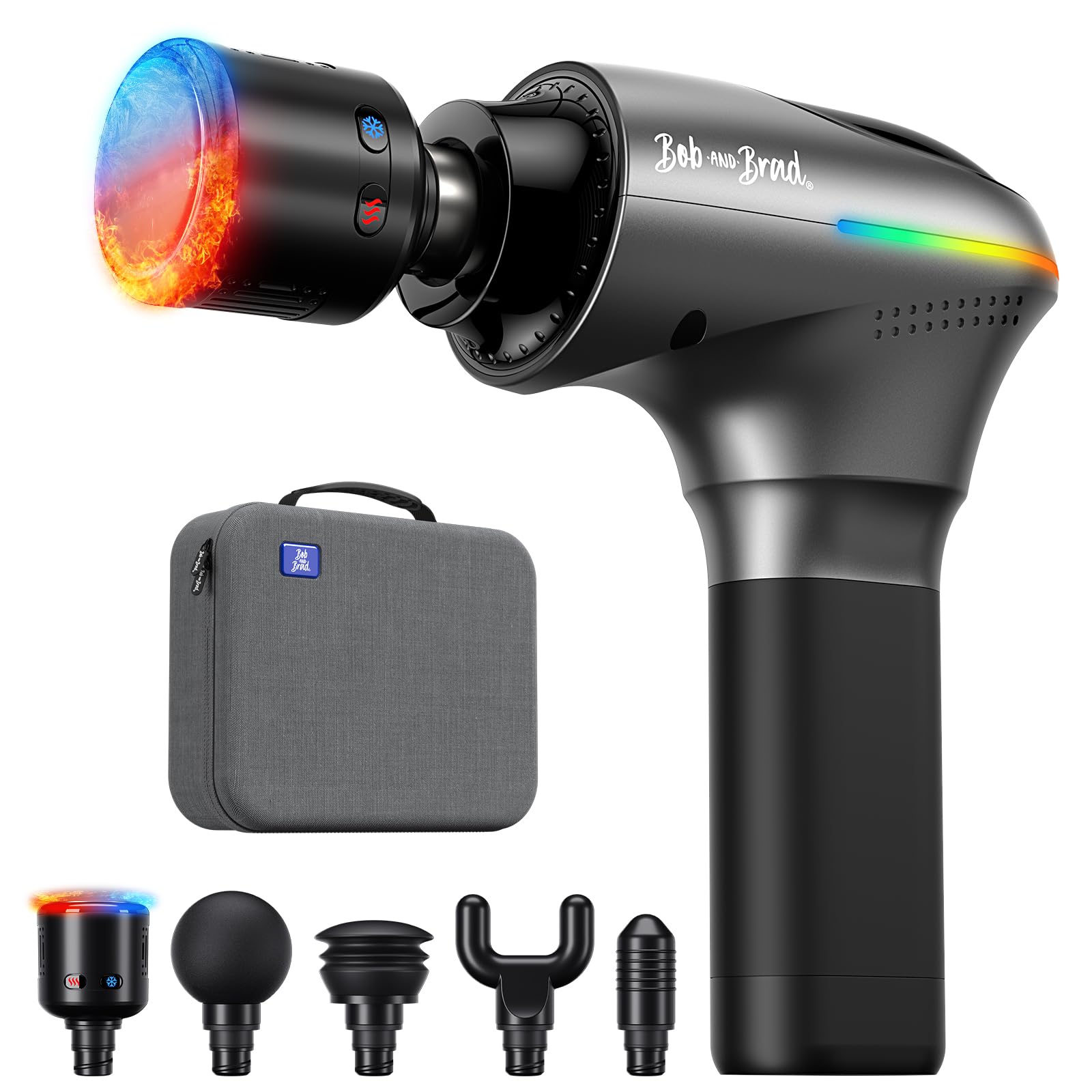 BOB AND BRAD A2 Pro Deep Tissue Massage Gun with Heat & Cold Therapy - Professional Percussion Massager for Athletes, Muscle Recovery, Pain Relief - Portable Electric Muscle Massager for Home Gym, Office, Travel - FSA/HSA Eligible