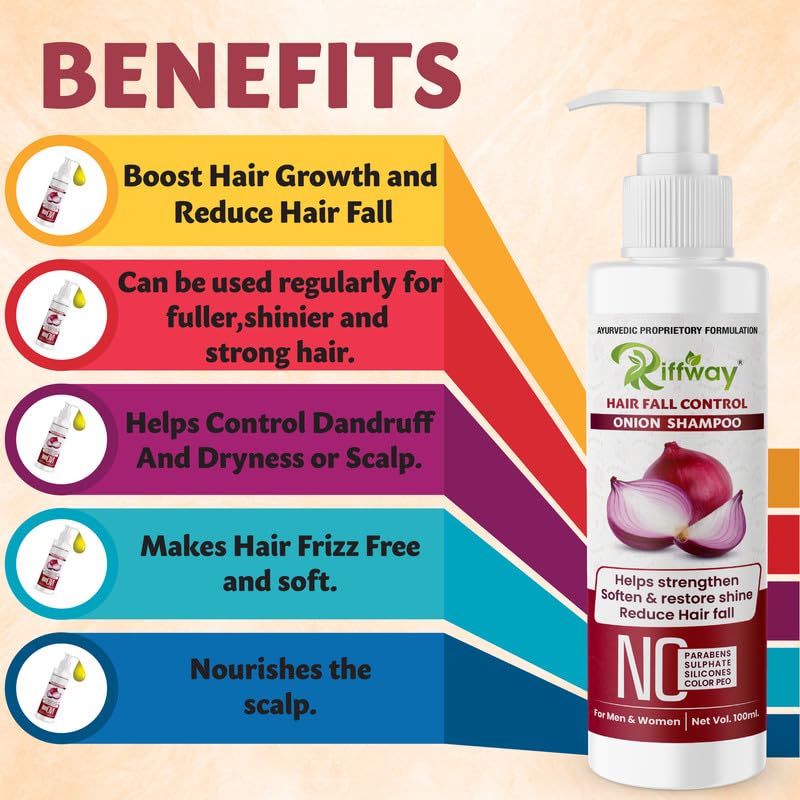 Fasczo Onion Hair Growth Shampoo for Men & Women - Controls Hair Fall, Stimulates Scalp Blood Circulation - Natural Onion Extract Shampoo for Thicker, Healthier Hair - Perfect for Daily Hair Care & Scalp Treatment