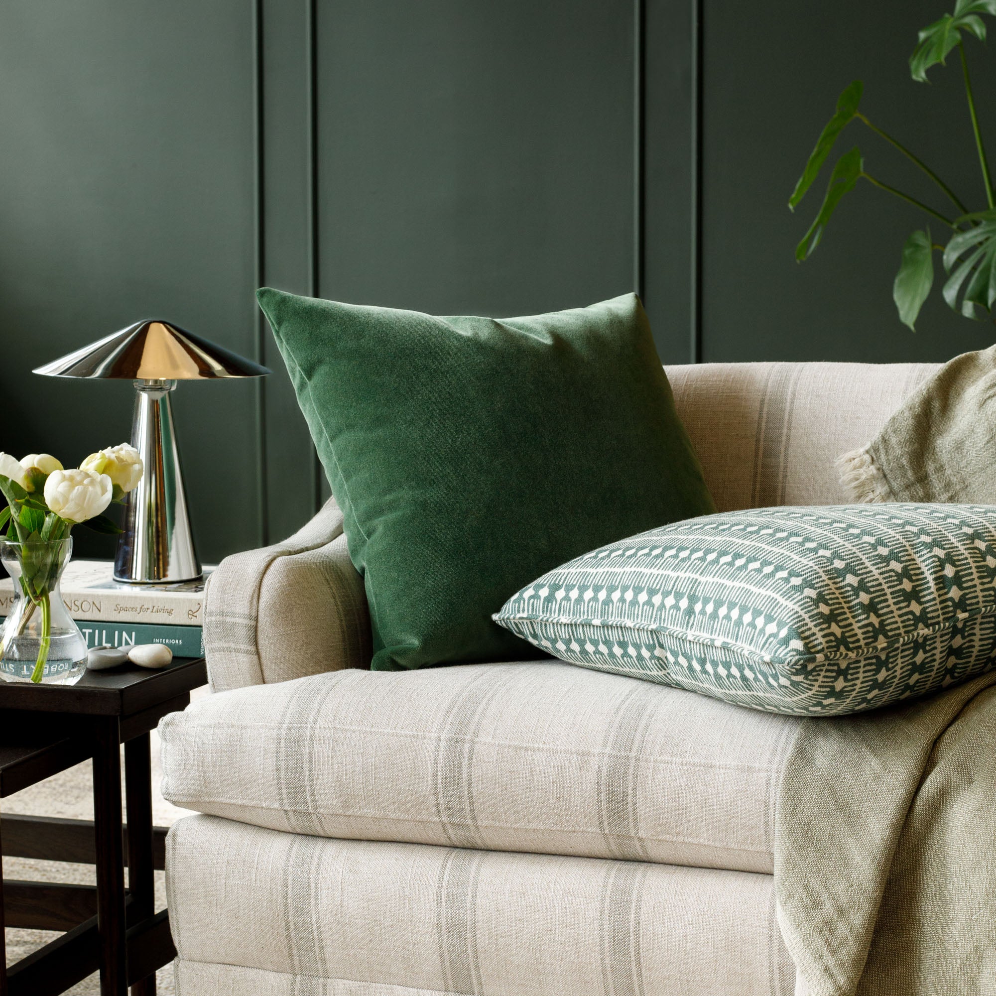 Valentina Velvet 20x20 Decorative Throw Pillow Cover - Soft Pine Green Cushion for Sofa, Bed & Home Decor - Perfect for Living Room, Bedroom & Dorm