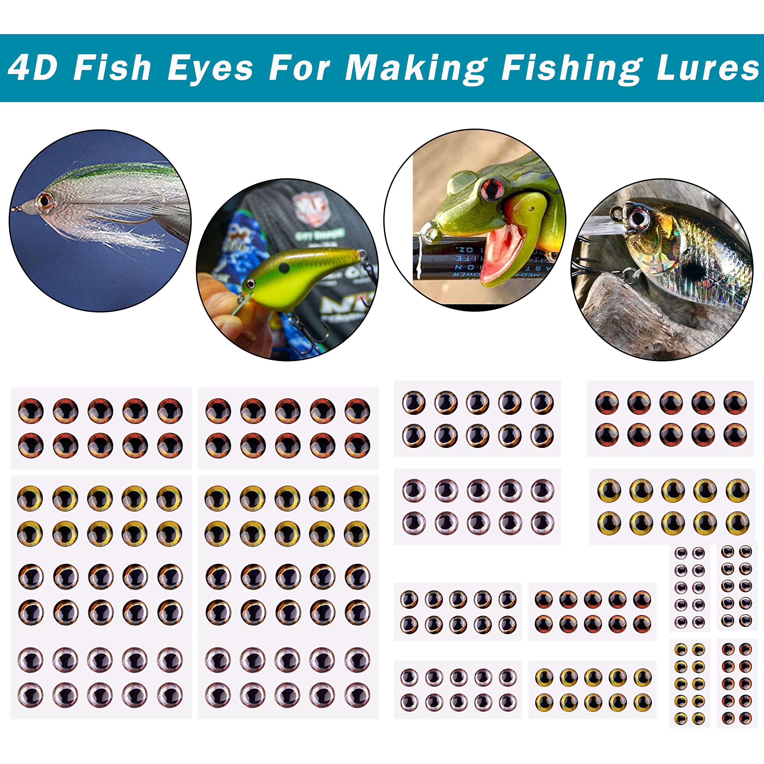 3D/5D Holographic Fishing Lure Eyes - Realistic Bait Rig for Fly Tying & Jigs DIY - Perfect for Bass & Trout Fishing