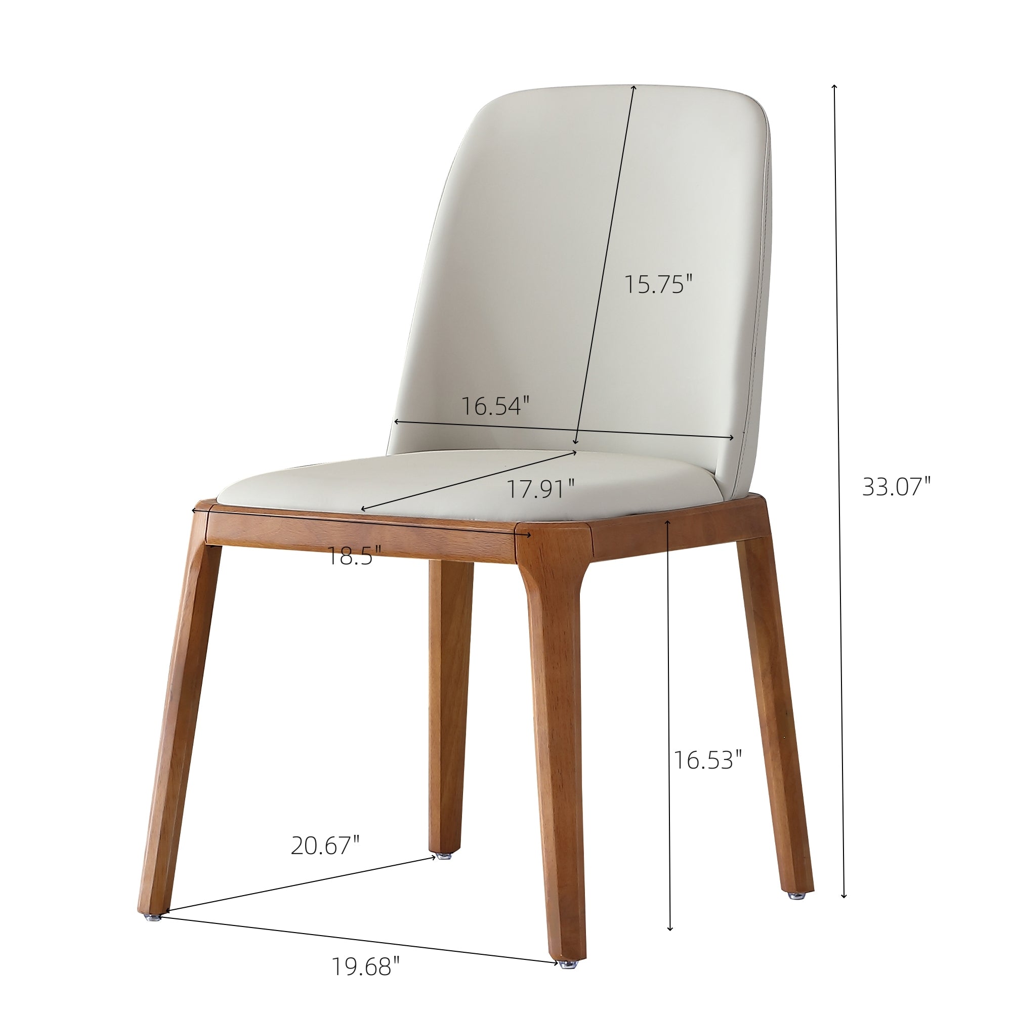 Modern PU Leather Dining Chairs Set of 2 with Wooden Legs - Gray Kitchen & Living Room Seating for Home, Restaurant, or Office Use