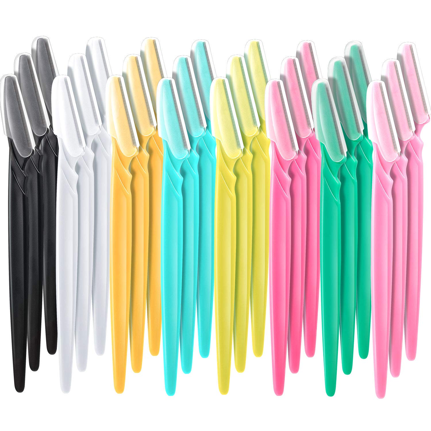 24 Pcs Colorful Dermaplaning Blades for Face & Eyebrows - Women's Facial Razor with Precision Cover - Safe & Effective Dermaplane Tool for Smooth Skin Care & Hair Removal - Perfect for At-Home Spa & Beauty Routine
