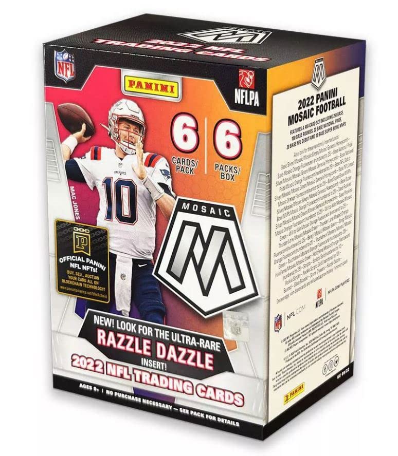 2022 Panini Mosaic NFL Football Trading Cards Blaster Box - 36 Cards per Box | Collectible Sports Cards for Trading, Investing & Display (Football Memorabilia, Gift for Sports Fans)