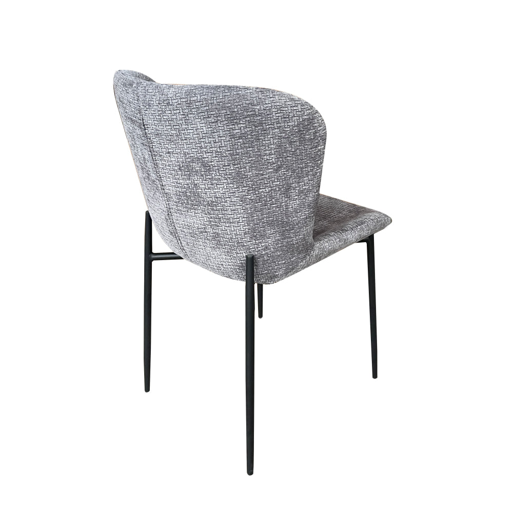 Matilda 5-Piece Round Dining Set - 110cm Faux Cement Table with 4 Grey Sonata Fabric Chairs | Modern Kitchen & Dining Room Furniture for Small Spaces
