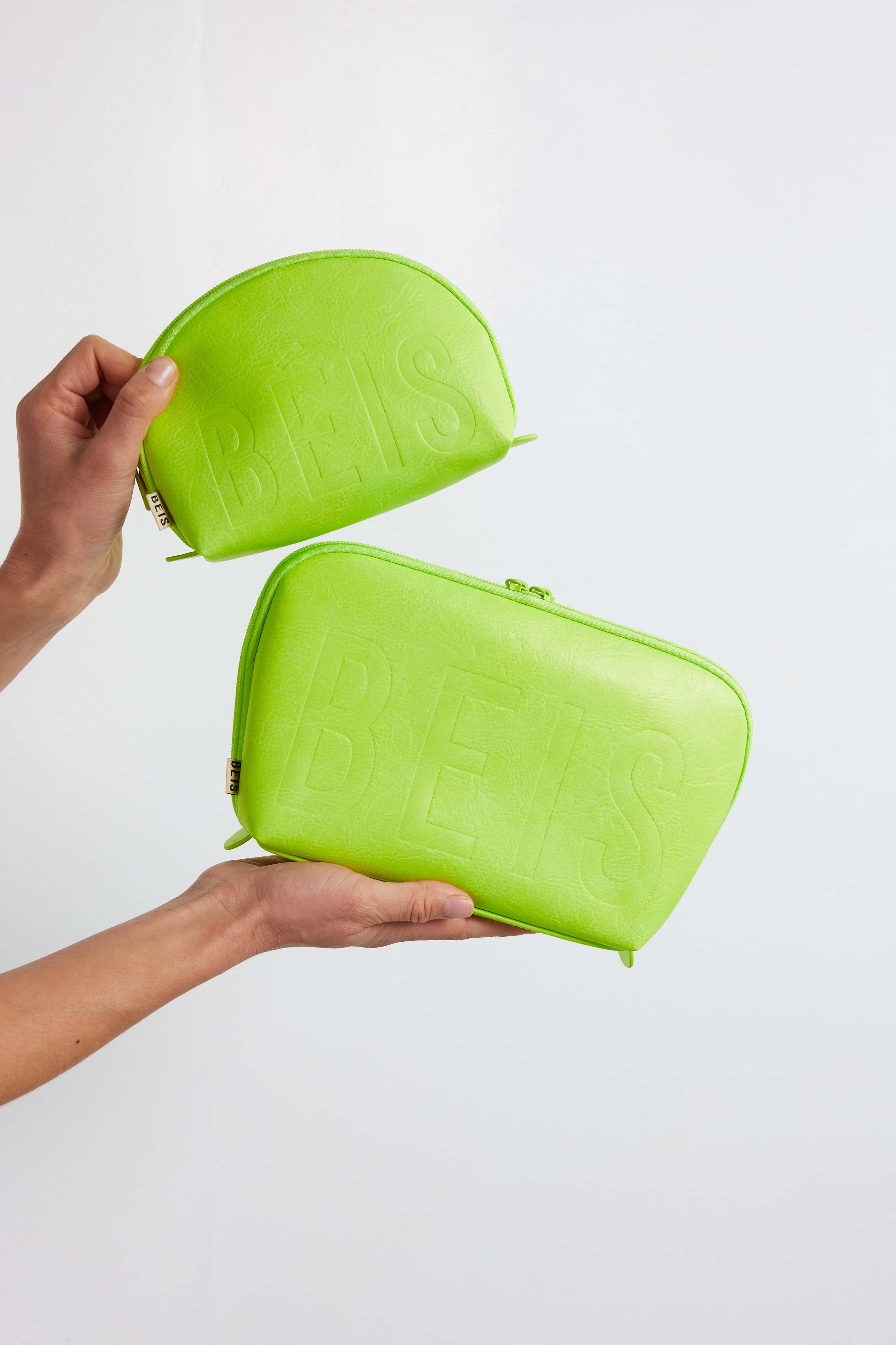 Premium Vegan Leather Cosmetic Pouch Set - 3 Piece Travel Makeup Bag Organizer in Citron Yellow | Perfect for Travel, Gym & Daily Essentials Storage