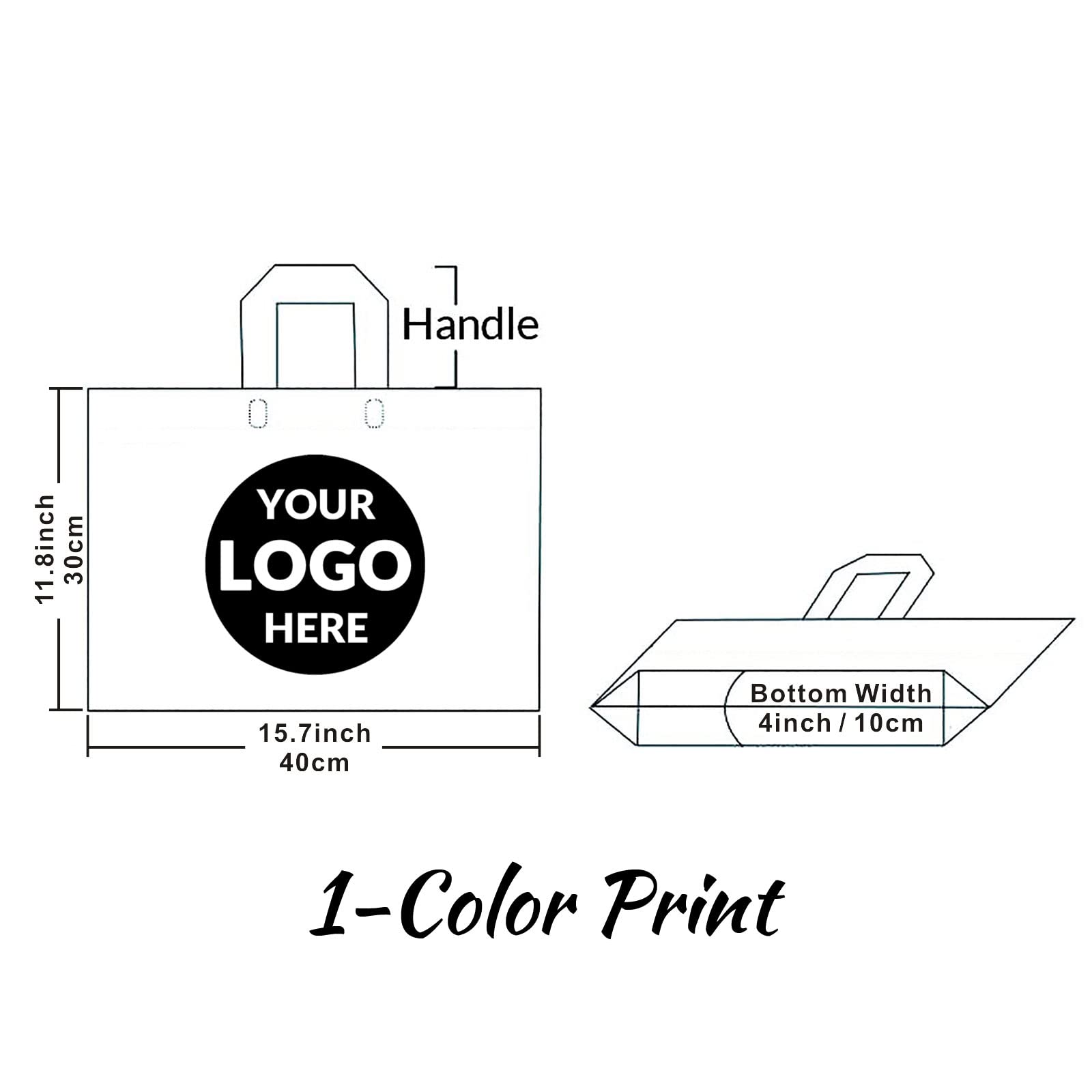 Custom Plastic Bags with Logo - 100 Pack 2.36Mil Thick Personalized Gift Bags with Soft Loop Handles | Glossy Merchandise Bags for Small Business, Boutique & Retail | Perfect for Events, Parties, Weddings & Promotions (16x12x4 Inches)