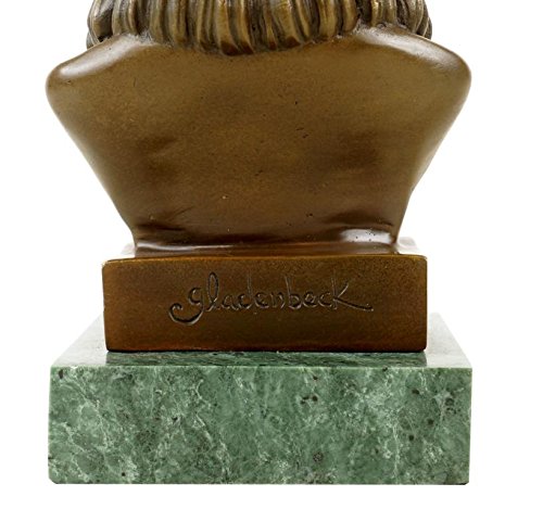 Leonardo da Vinci Bronze Bust Sculpture - Signed Gladenbeck - Decorative Statue with Marble Base - Renaissance Art Collectible for Home & Office Decor