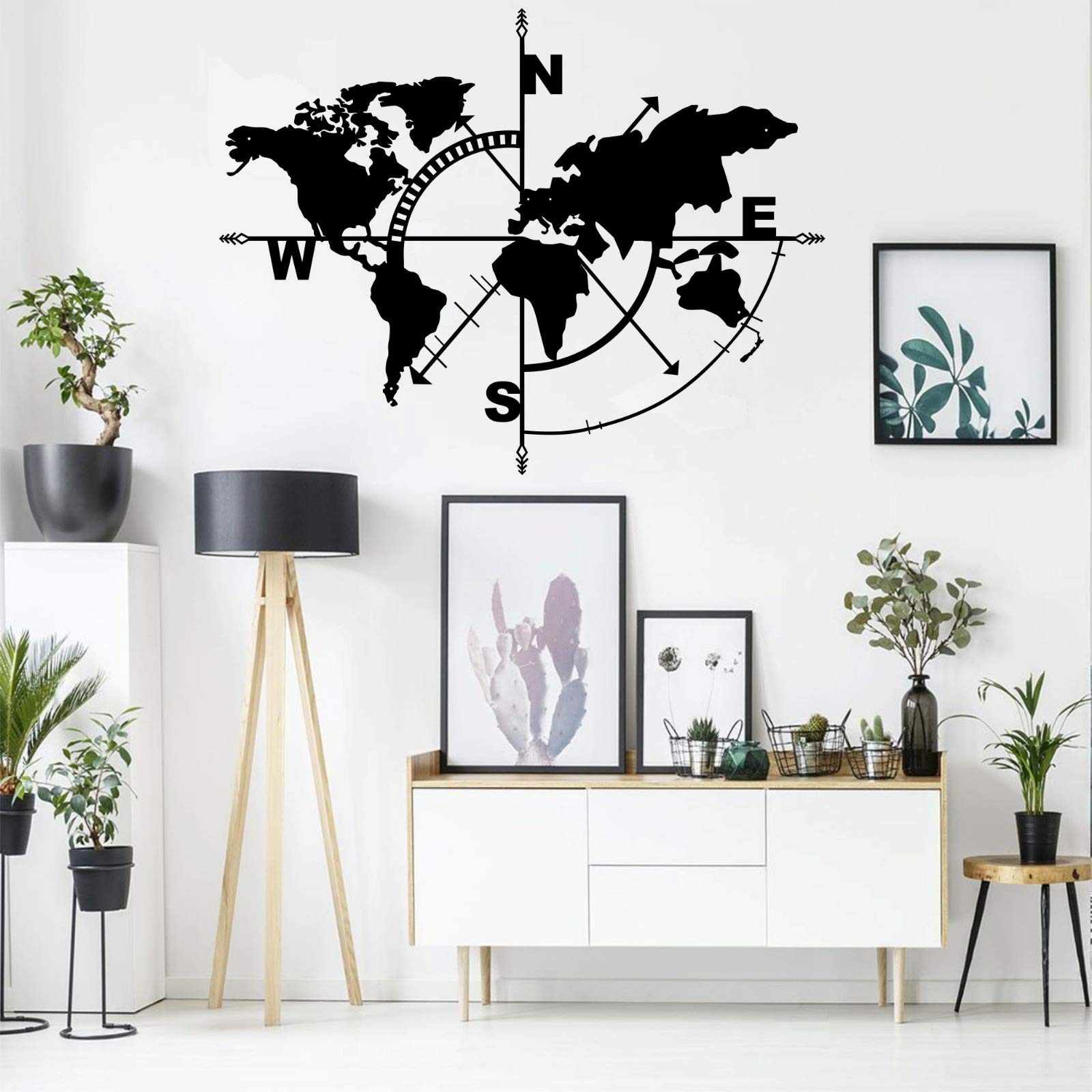 DEKADRON Metal Wall Art - Vintage World Map with Compass Design, Premium Metal Wall Decor for Home & Office - Perfect for Living Room, Bedroom, or Study Room Decoration
