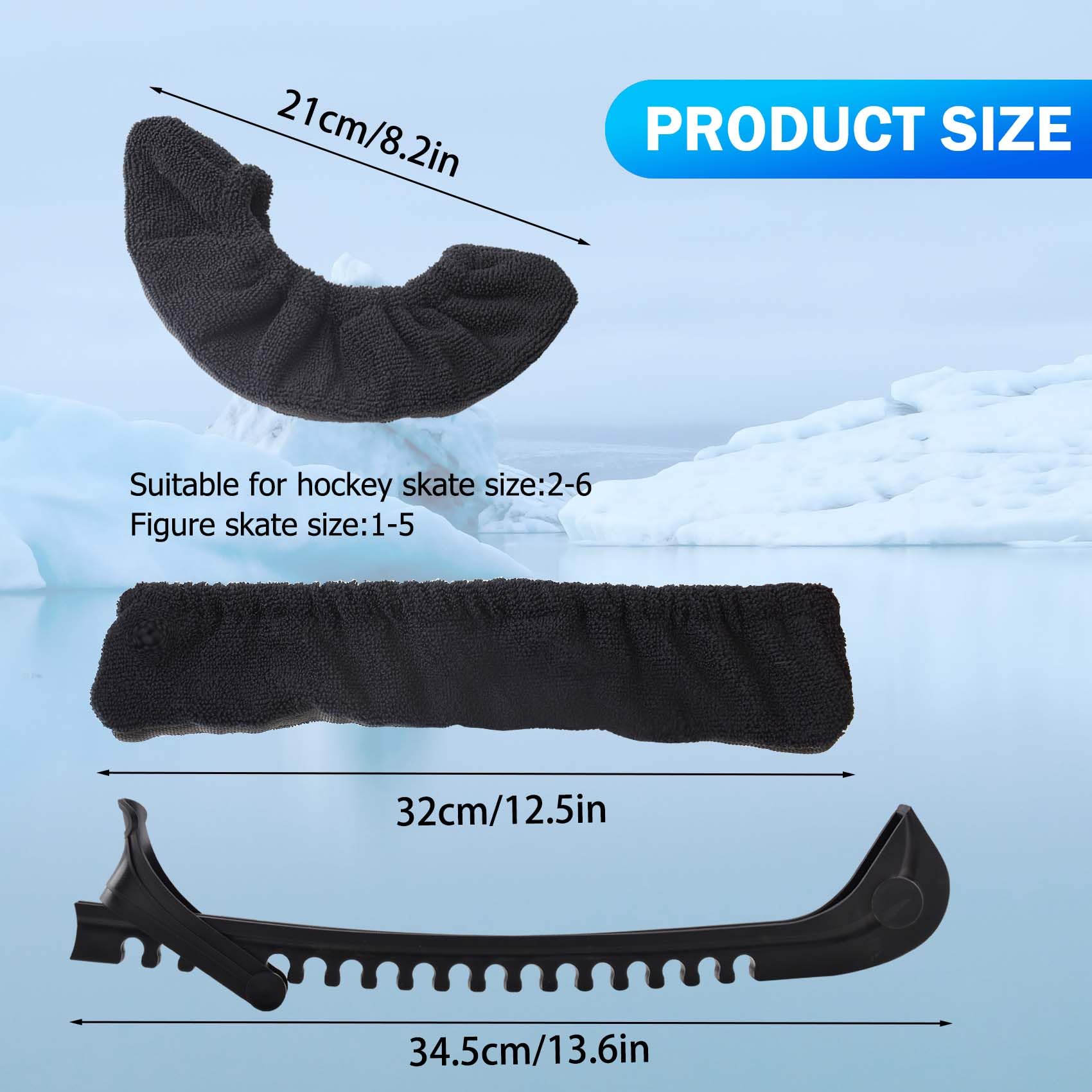 Premium Ice Skate Blade Guards - Adjustable Skate Blade Protectors for Hockey & Figure Skating - Prevent Rust & Damage On/Off Ice - Perfect for Rink, Practice & Storage
