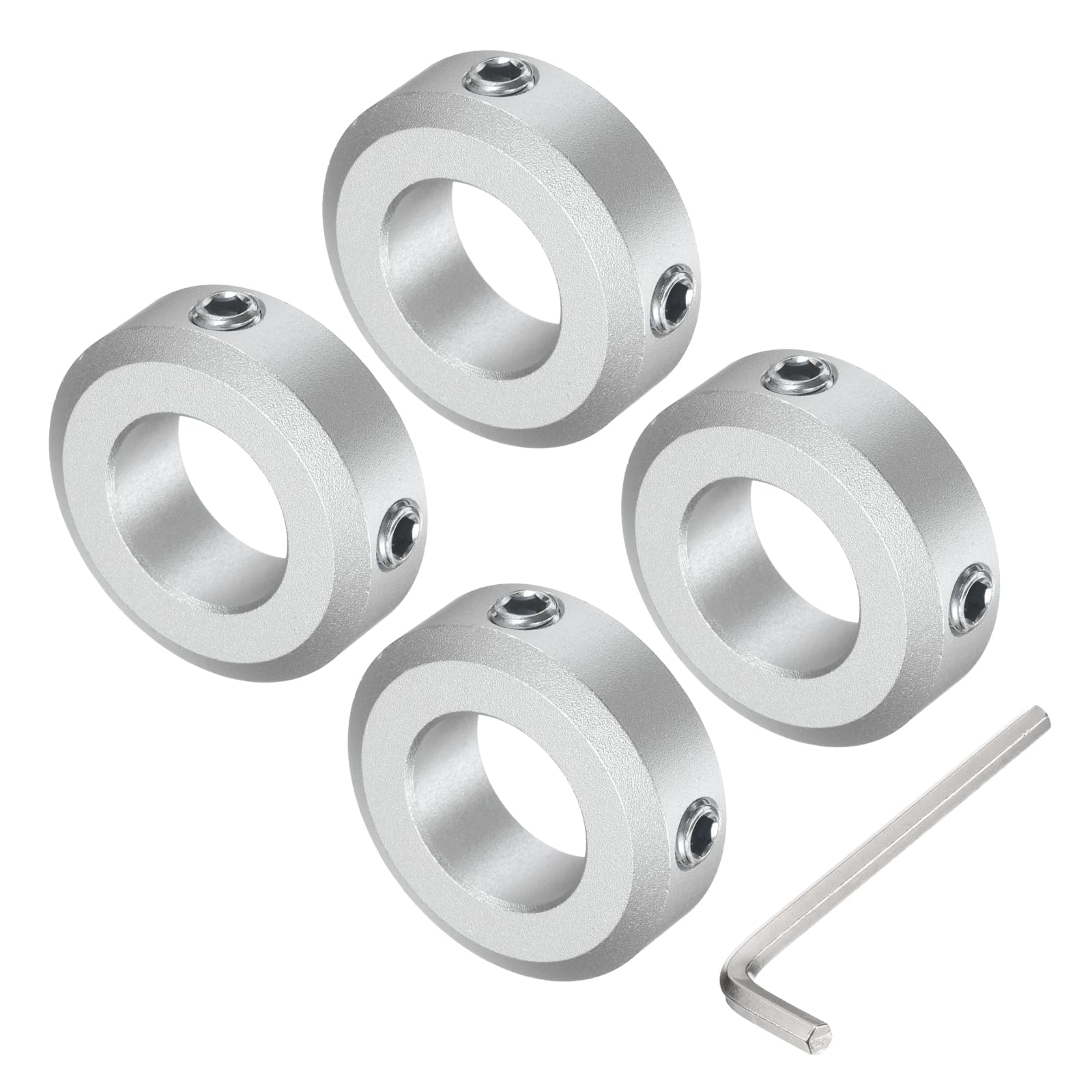 uxcell 4pcs Aluminum Alloy Set Screw Shaft Collar for 17mm Shaft - 32mm OD, 10mm Thickness with M6 Set Screws & Wrench - Perfect for Machinery, Robotics & DIY Projects