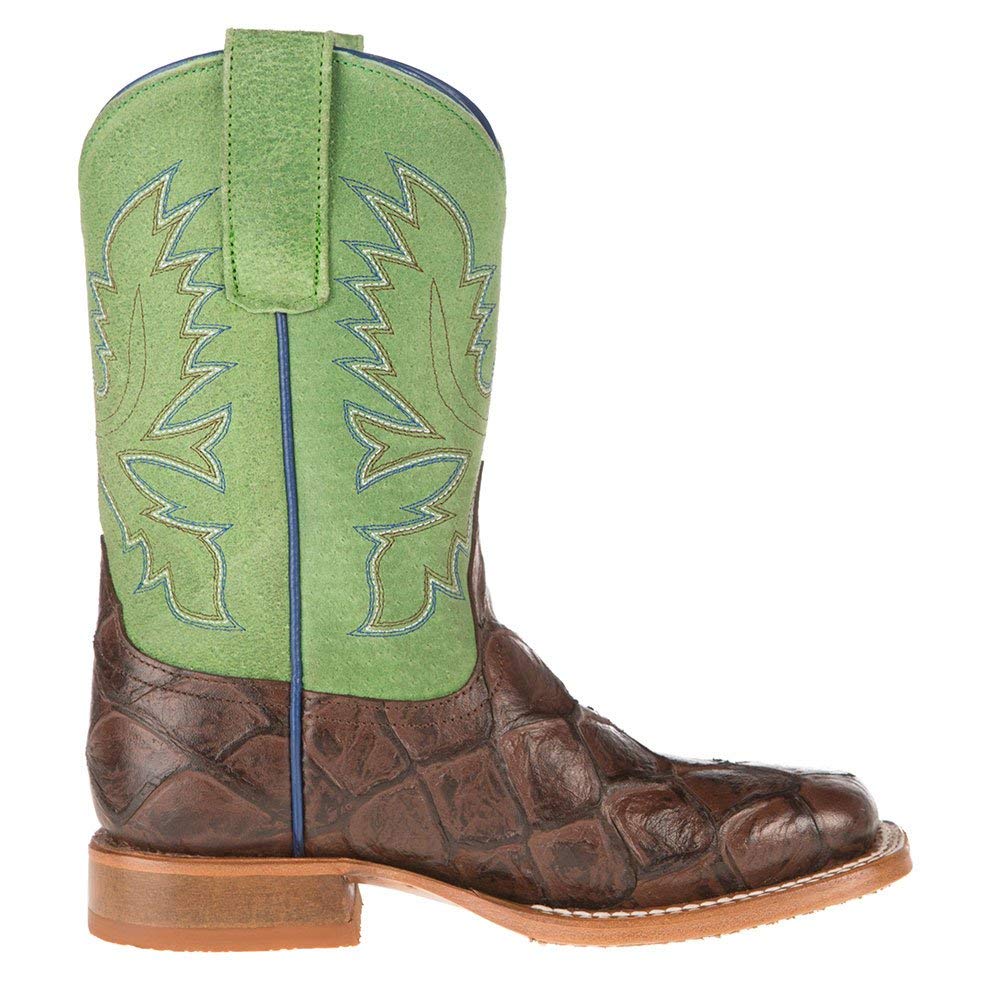 **Anderson Bean Kids Chocolate Filet of Fish Green Top Boots – Comfortable & Stylish Western Boots for Boys & Girls – Perfect for Rodeo, Ranch, and Outdoor Adventures**