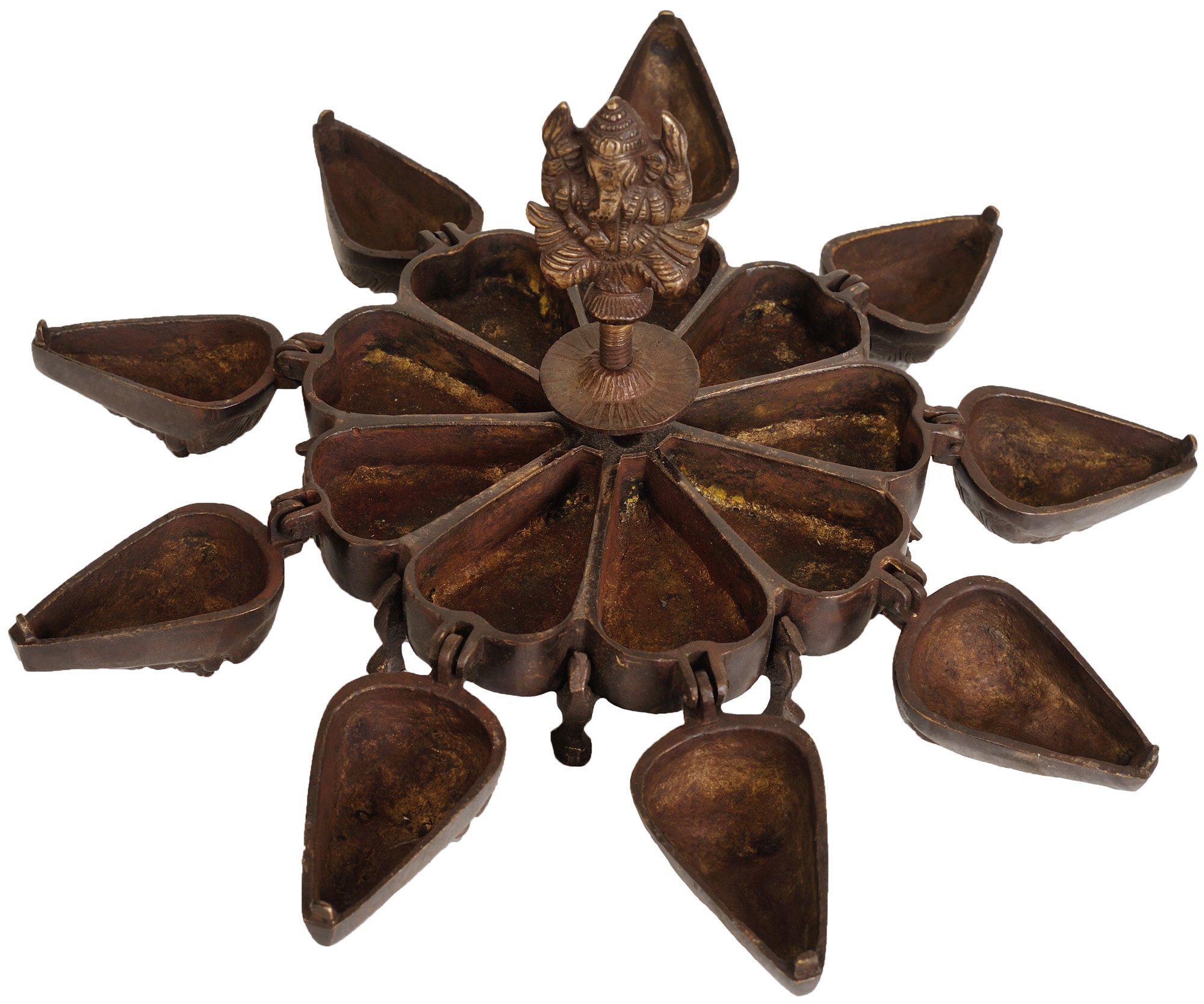 ZBW72 Lord Ritual Box with Lids - Handcrafted Ganesha Brass Statue for Hindu Puja, Brown | Perfect for Home Altar, Temple Decor & Spiritual Gifts