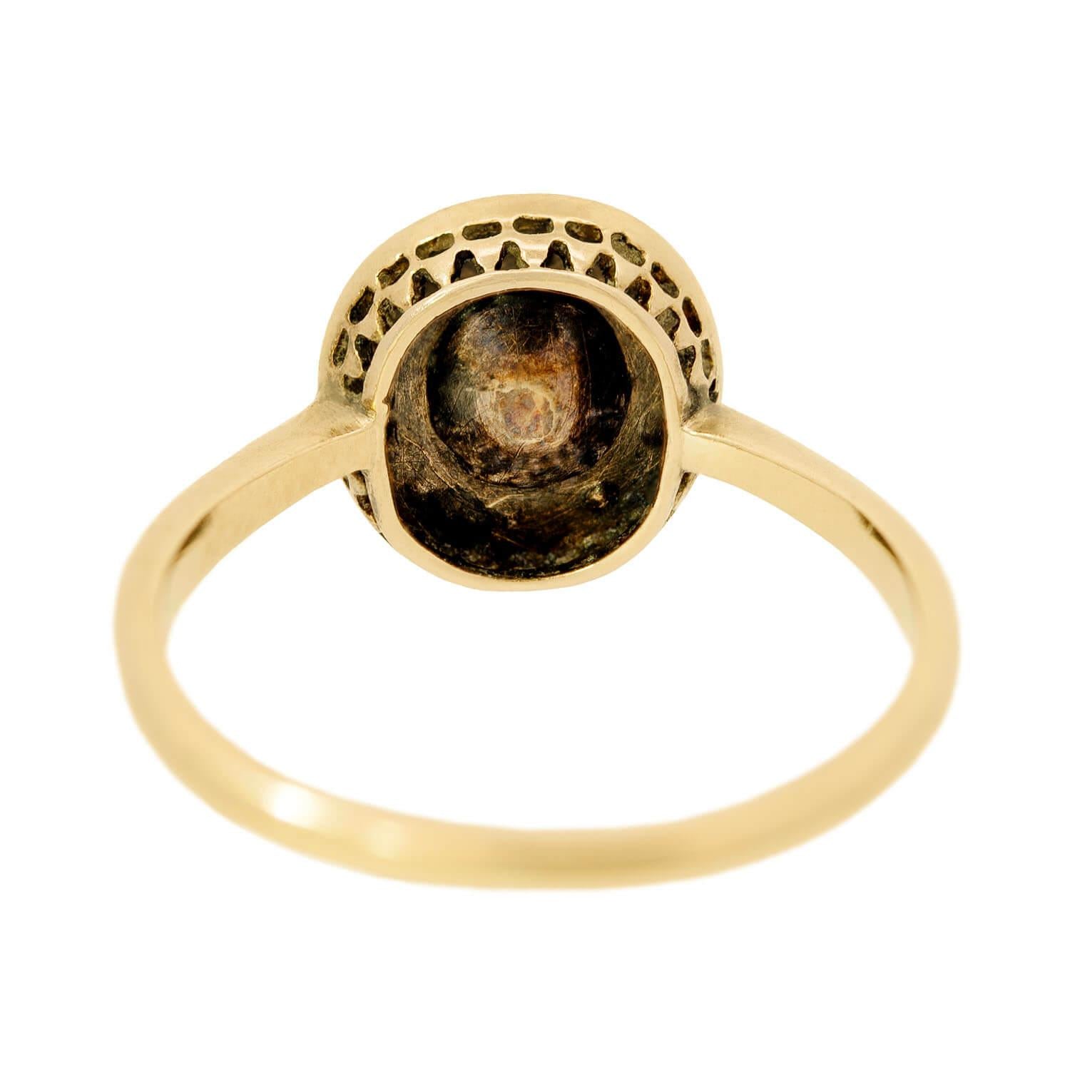 Antique Early Victorian 18K Gold Turquoise and Diamond Cluster Ring - Vintage Jewelry for Women, Bridal Gift, Special Occasion Wear