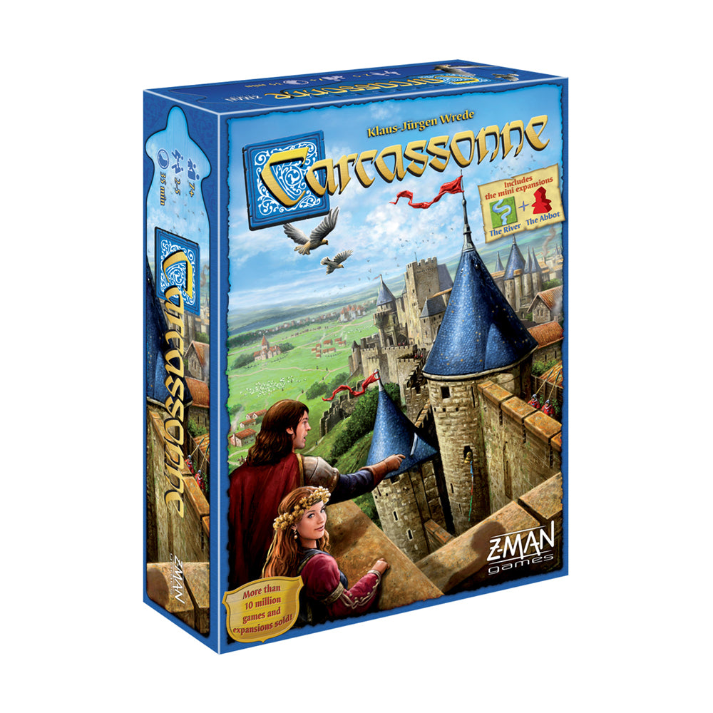 Carcassonne Strategy Board Game with The River & The Abbot Expansions - Classic Tile-Laying Game for Family Game Night & Strategy Enthusiasts