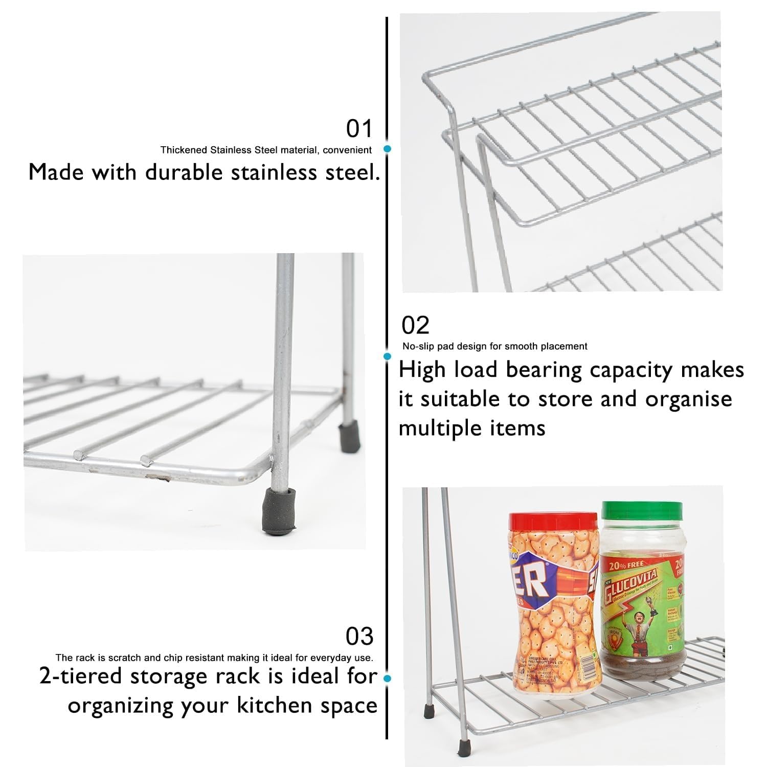 Stainless Steel Kitchen Corner Shelf Organizer - 3-Tier Storage Rack for Plates, Bowls & Utensils | Space-Saving Dish Drying Rack & Spice Holder | Perfect for Small Kitchens & Countertop Organization
