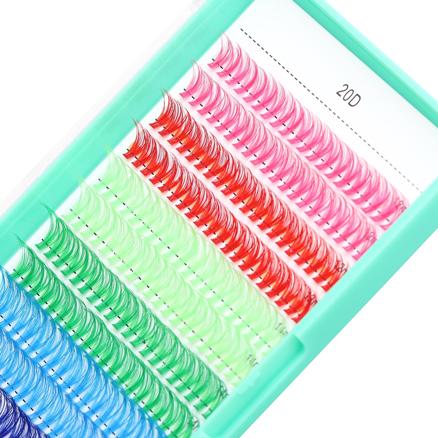 Bodermincer Black & Colored Cluster Lashes 240pcs - 20D/40D DIY Eyelash Extension Kit - D Curl Long Individual Lashes Mixed Tray - Faux Mink Lash Clusters 8-22mm (20D Colored 12-14-16mm Mixed) - Perfect for Salon, Bridal & Party Makeup