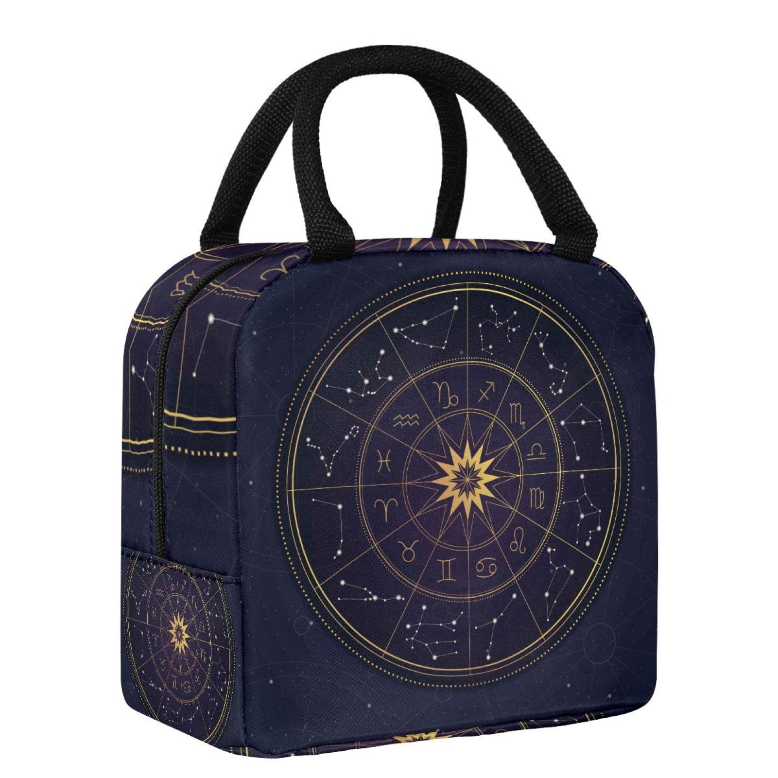 Zodiac Wheel Insulated Lunch Bag for Women & Girls - Reusable Leakproof Lunch Box Tote for Work, School & Office - Perfect for Meal Prep, Picnics & Daily Commute