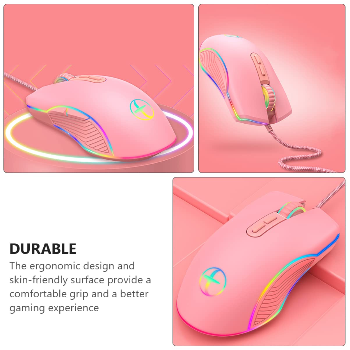 Homoyoyo RGB Gaming Mouse for Laptop & Computer - Wired USB Optical Mouse with LED Backlight for Work & Gaming - Perfect for Office, Home & Esports