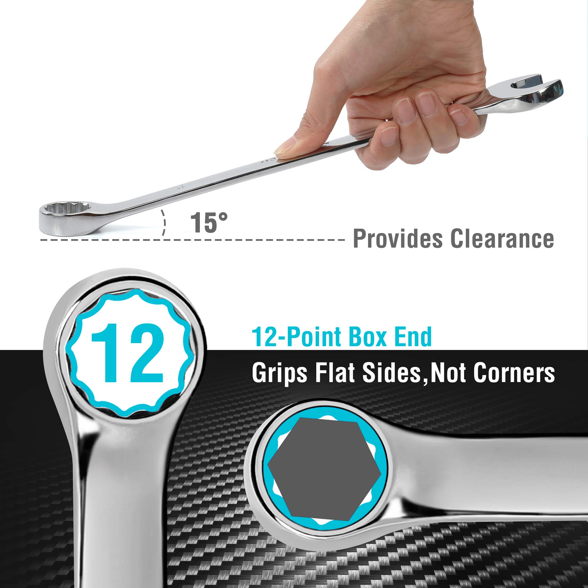 DURATECH 15-Piece Combination Wrench Set - SAE (1/4