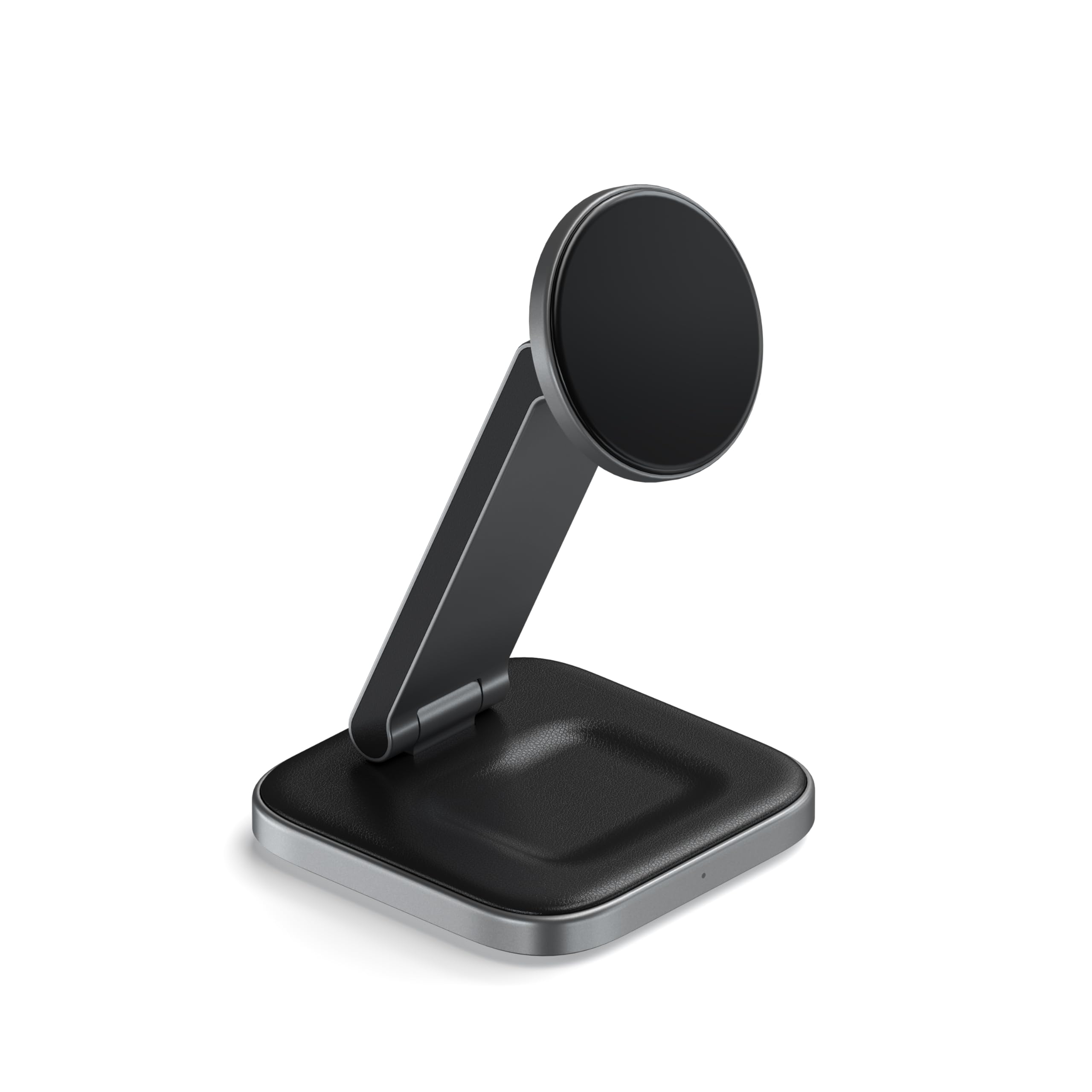 Satechi 2-in-1 Magnetic Wireless Charging Stand - 15W Qi2 Certified Foldable Charger for iPhone 16/15/14/13/12 & AirPods Pro 4/3/2 - Portable Travel Charging Station for Home, Office & Car