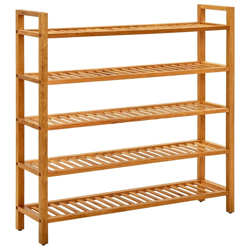 5-Tier Solid Oak Wood Shoe Rack Organizer - Farmhouse Style Shoe Storage for Entryway, Hallway, Closet & Bedroom - Perfect for Dorm Rooms and Small Spaces - vidaXL Shoe Holder with Sturdy Construction