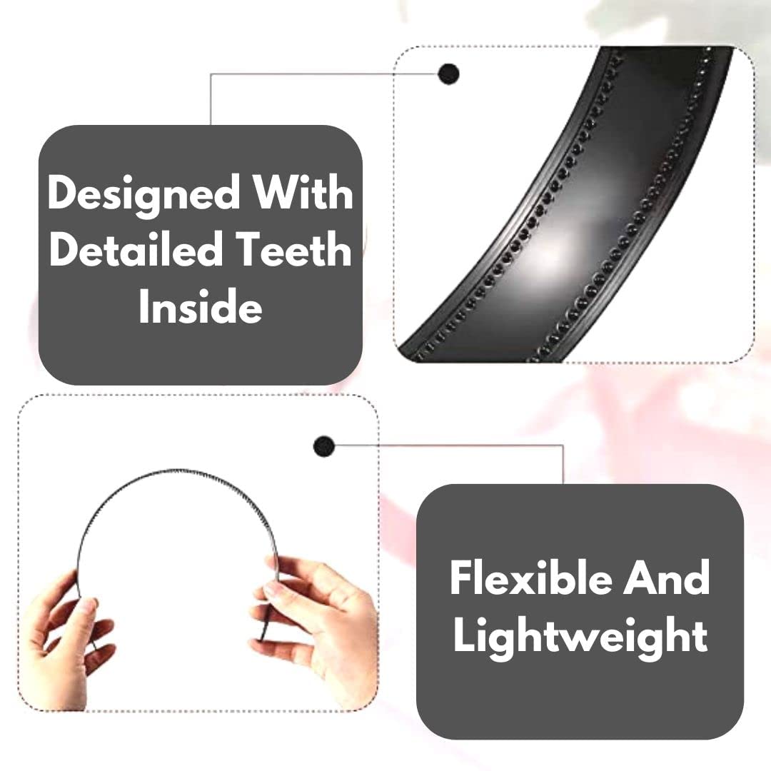 Old Shopperz 3-Pack 1 Inch Wide Plastic Headbands with Teeth - Non-Slip Hard Plastic Hairbands for Women & Girls - DIY Hair Accessories for Crafting, Sports, Workouts and Everyday Wear