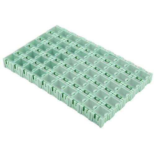 50 Pcs Green Plastic SMT SMD Storage Box - Electronic Components Organizer Case for Resistors, Capacitors & IC Chips - Perfect for DIY Electronics, PCB Repair & Workshop Organization
