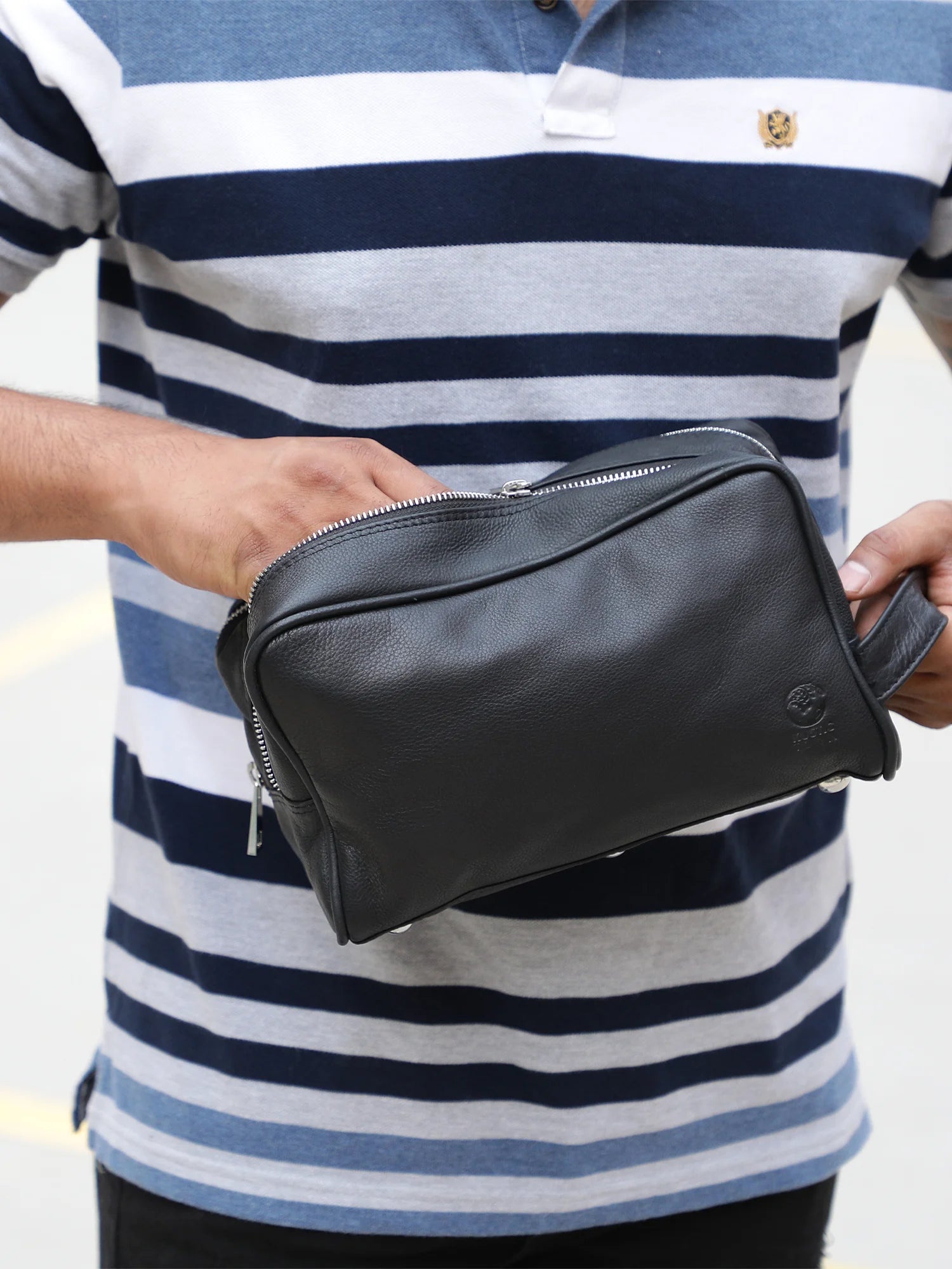 Johnny Leather Travel Toiletry Bag for Men & Women - Premium Black Leather Cosmetic Organizer - Perfect for Vacation, Gym & Business Trips