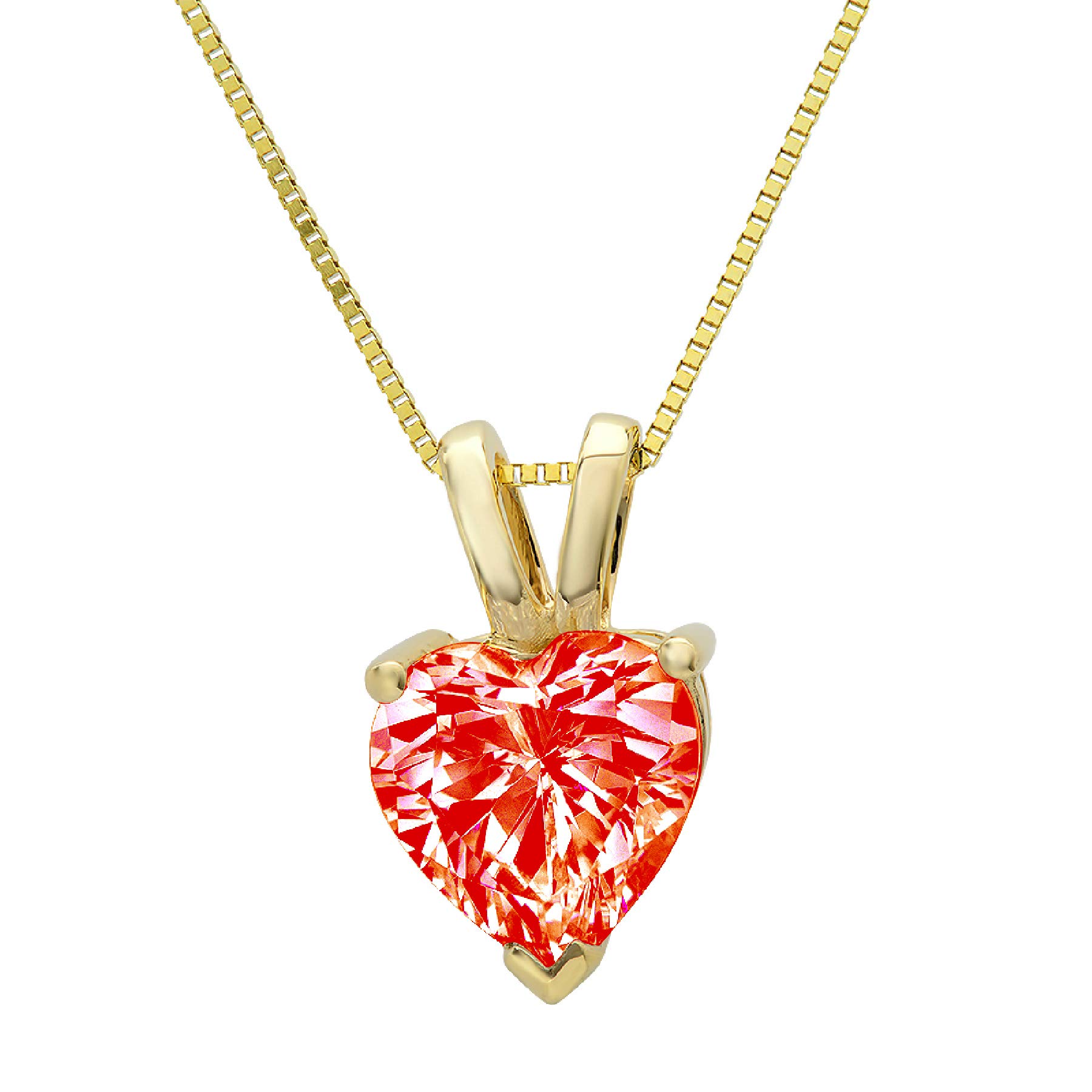 2.0ct Heart Cut Red Simulated Diamond Solitaire Pendant with 18