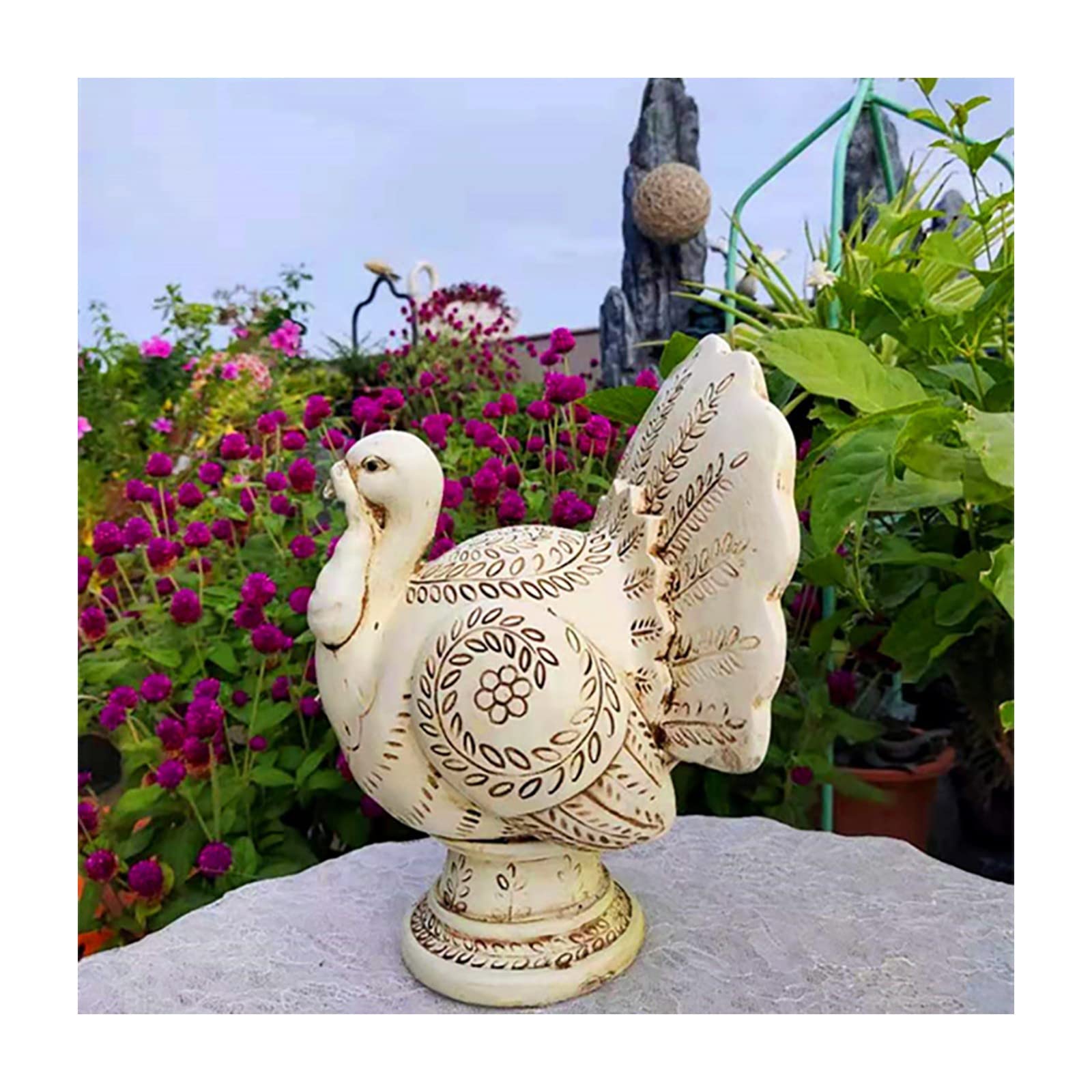 Thanksgiving Table Decorations - Fall Turkey Pumpkin Figurine Centerpiece for Indoor & Outdoor - Resin Autumn Table Topper for Dining Room, Porch, and Holiday Parties