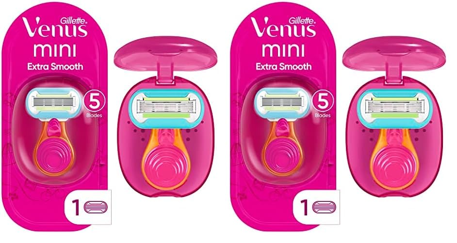 Gillette Venus Extra Smooth Women's Razor with Travel Case - Pack of 2 (Handle + 1 Blade Refill) | Portable Shaving Solution for Travel, Gym & On-The-Go Smoothness | Perfect for Your Travel Toiletries Kit