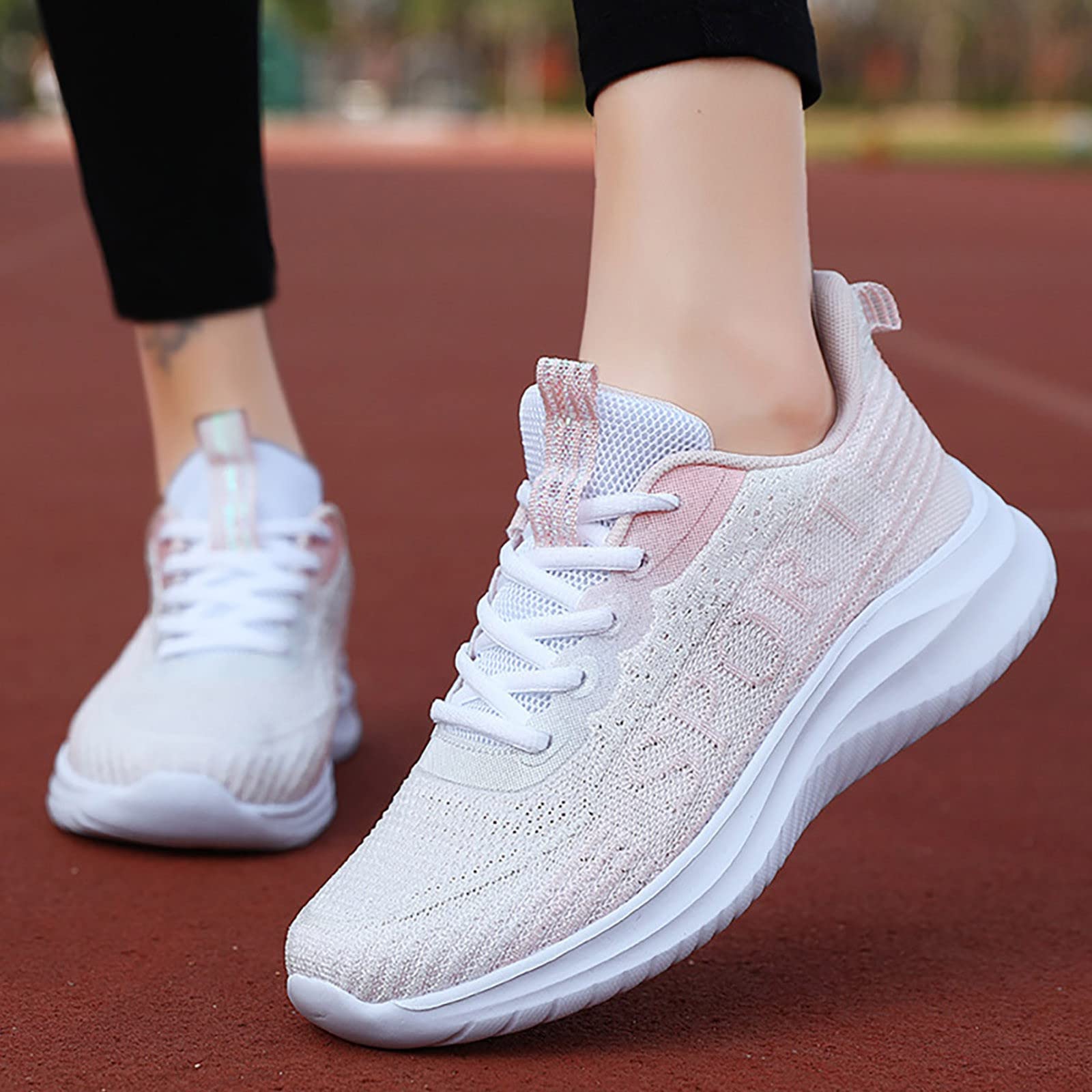 Women's Breathable Mesh Sneakers - Lightweight Casual Walking Shoes for Outdoor, Gym & Travel - Water-Resistant Comfort Socks (Pink, Size 6.5) | Perfect for Running, Hiking & Daily Wear