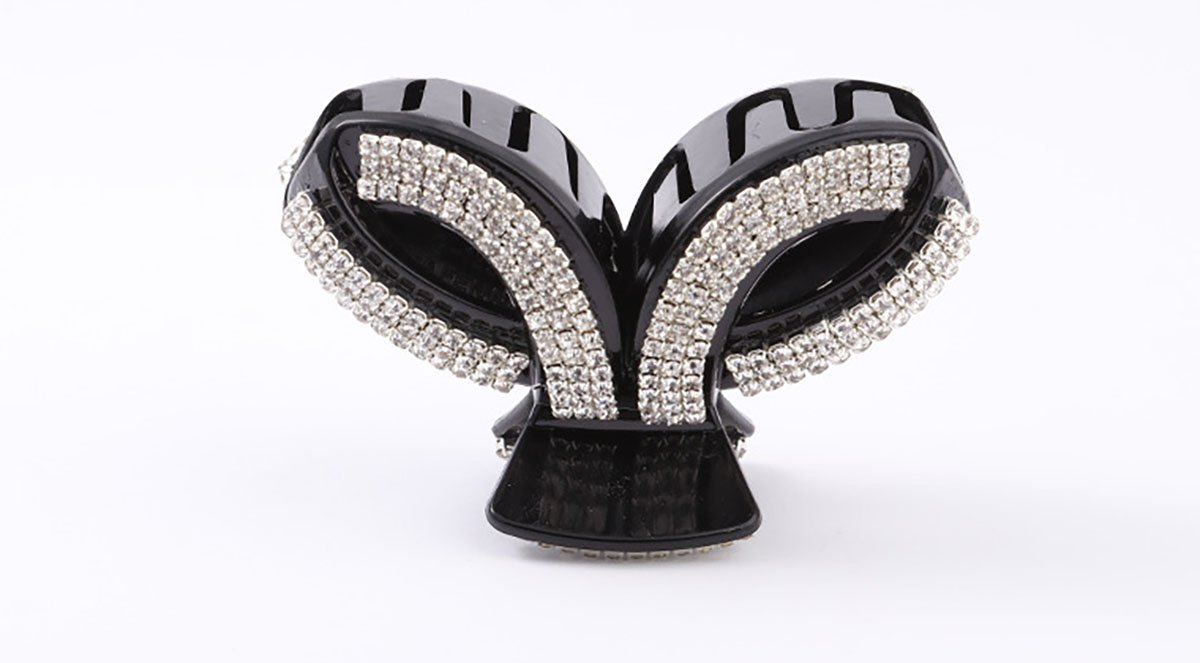 Elegant Rhinestone Crystal Hair Clip for Women - Acrylic Jaw Clip Hairpin, Hair Claw Accessory (Black) - Perfect for Weddings, Parties & Everyday Styling